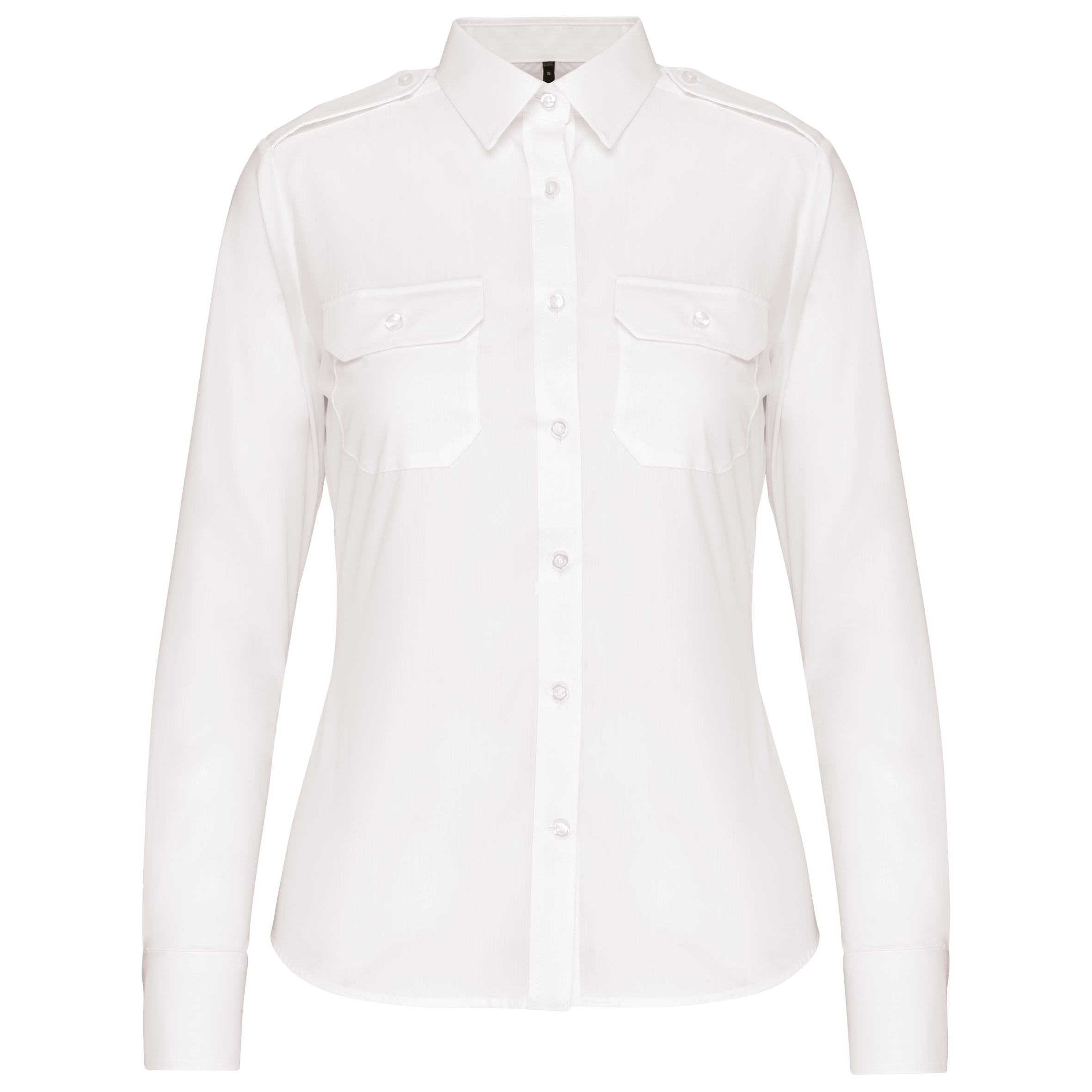 Camisa piloto de senhora de manga comprida - Branco