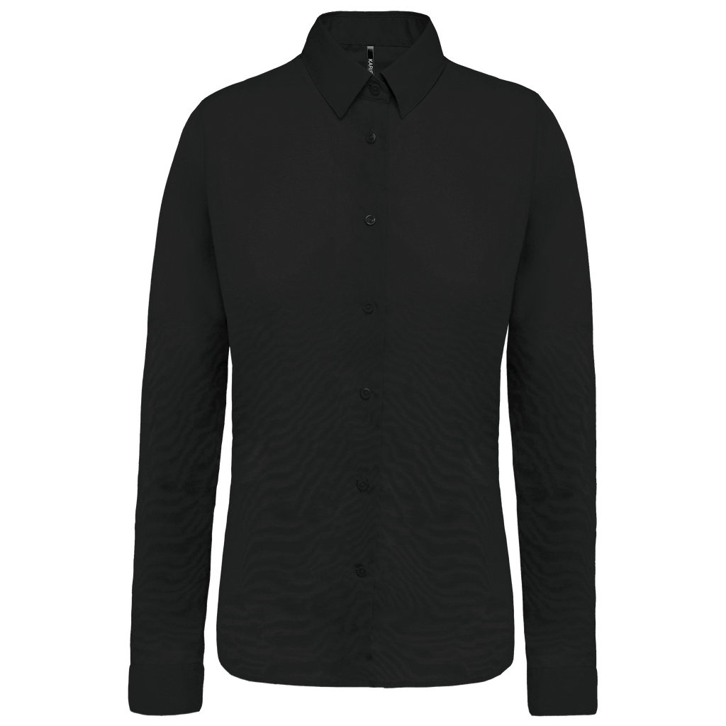 Camisa de senhora em popeline de manga comprida - Preto