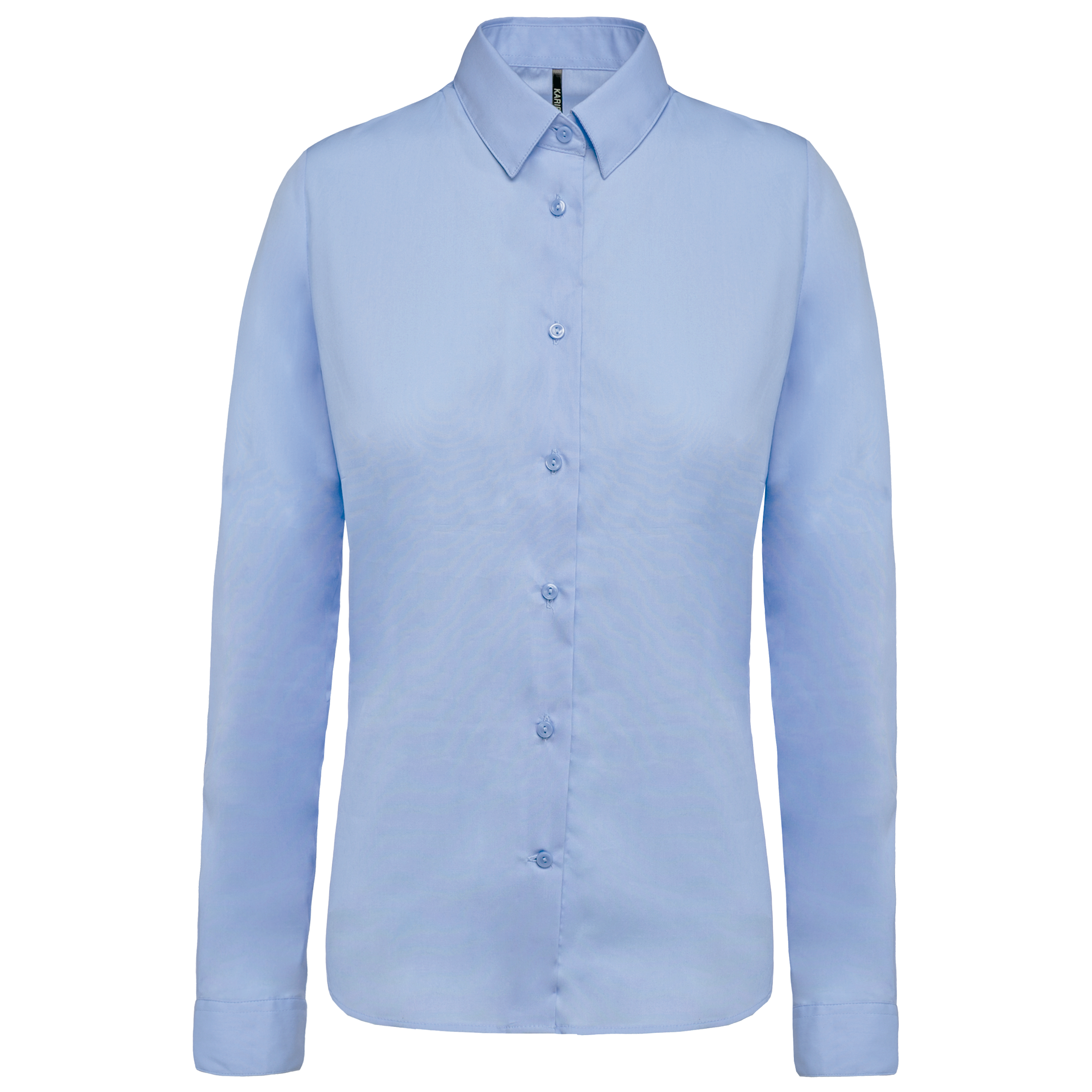 Camisa de senhora em popeline de manga comprida - Azul céu vivo
