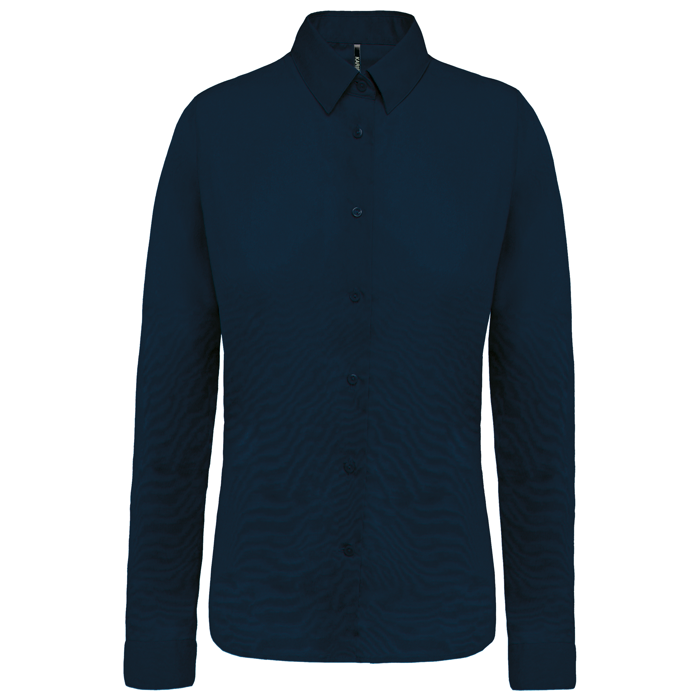 Camisa de senhora em popeline de manga comprida - Azul marinho