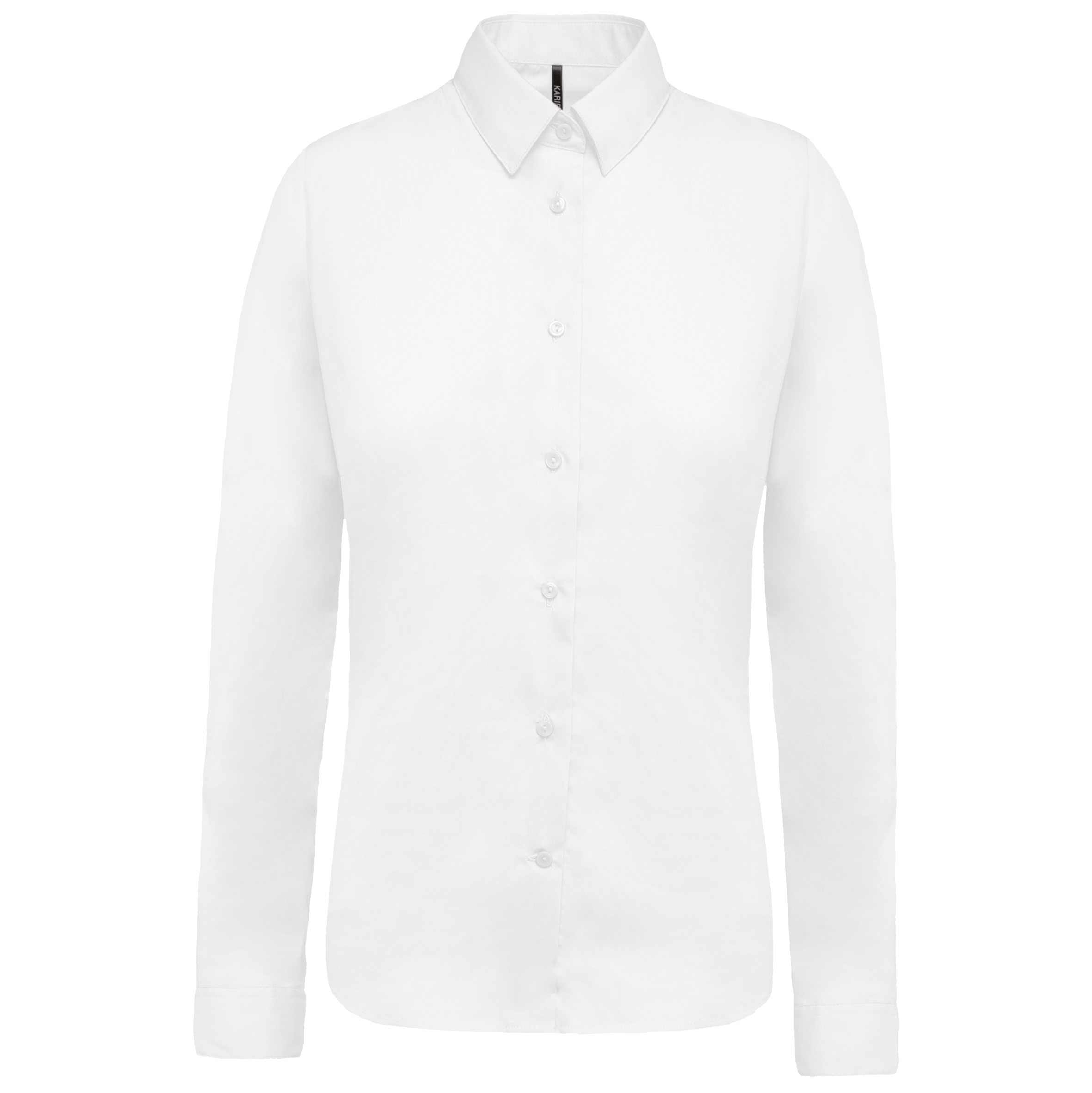 Camisa de senhora em popeline de manga comprida - Branco