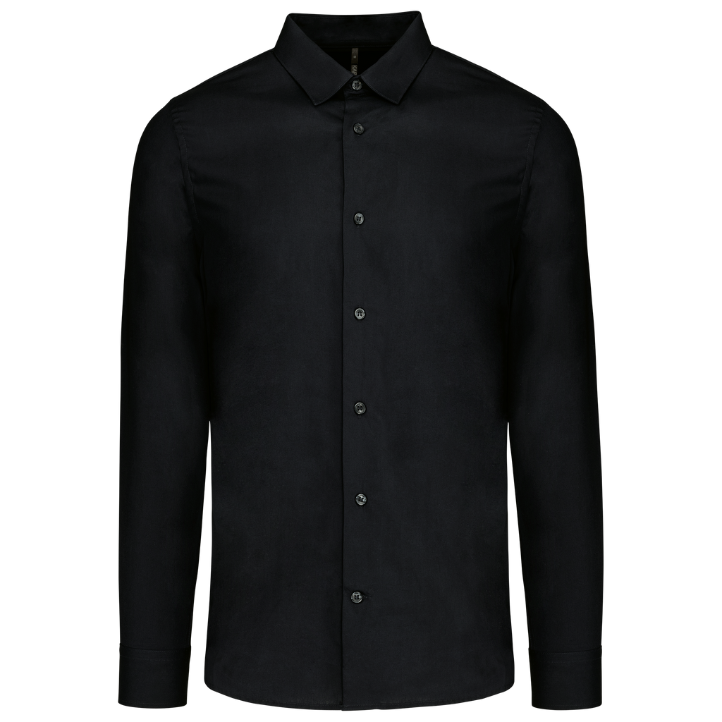 Camisa de homem em popeline de manga comprida - Preto