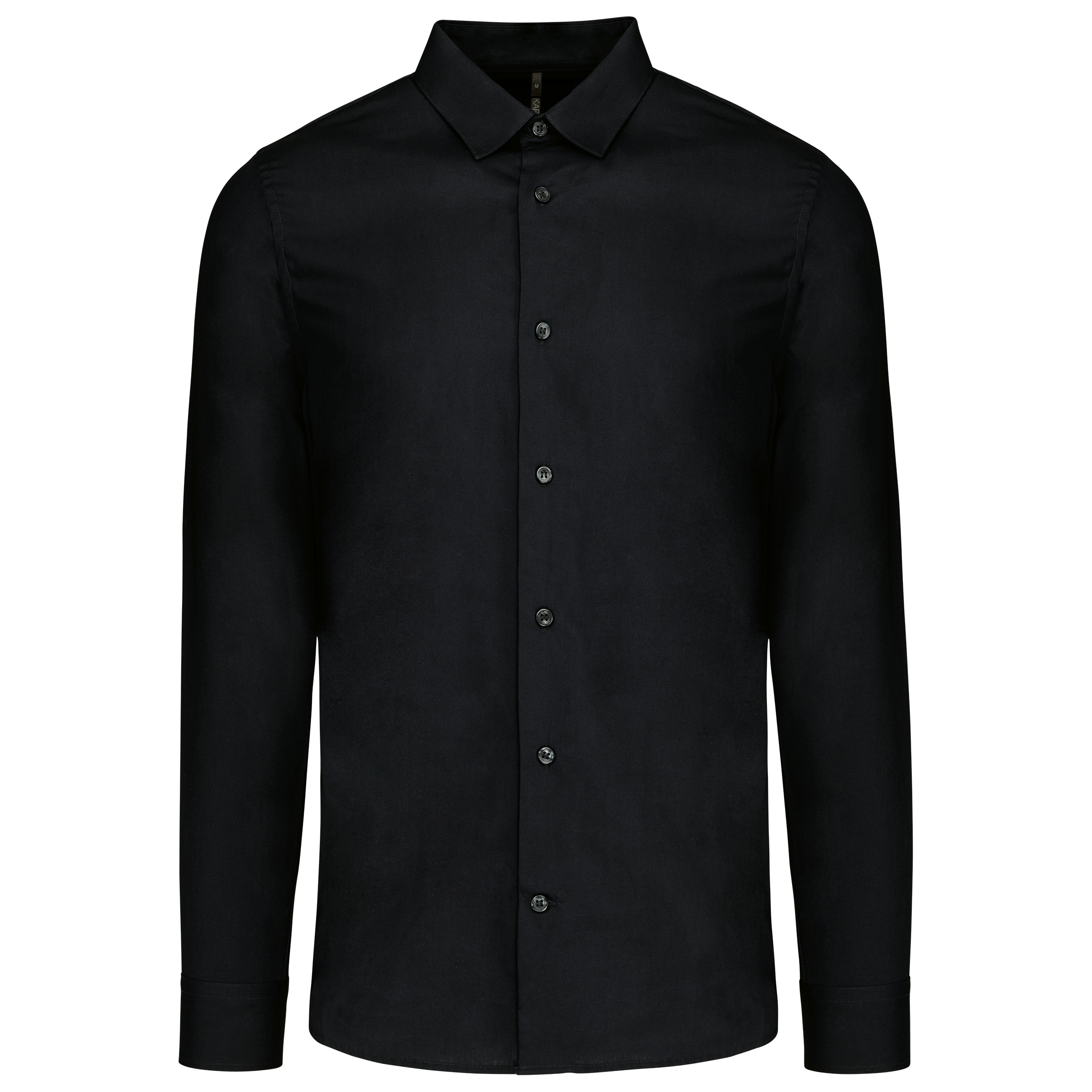Camisa de homem em popeline de manga comprida - Preto