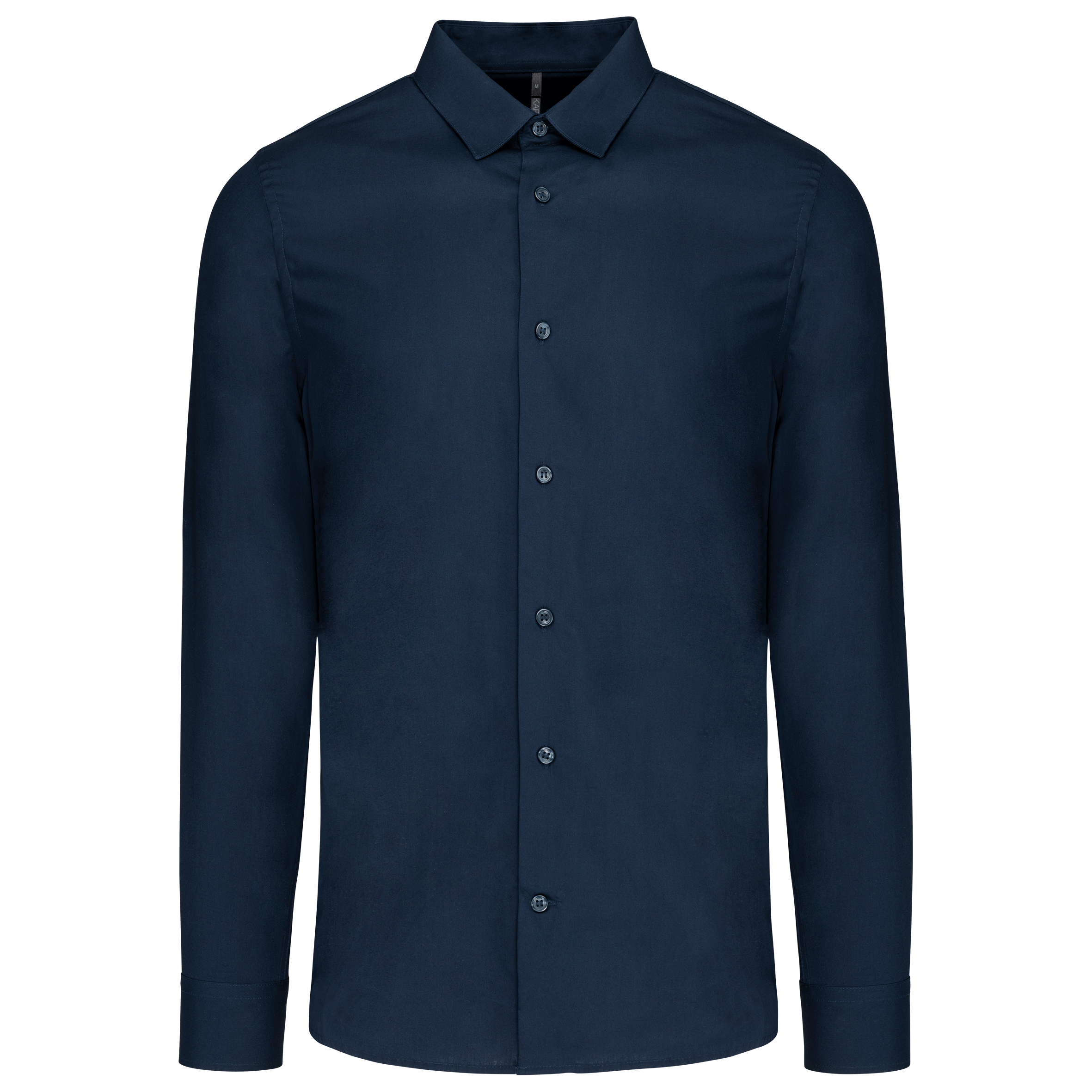 Camisa de homem em popeline de manga comprida - Azul marinho