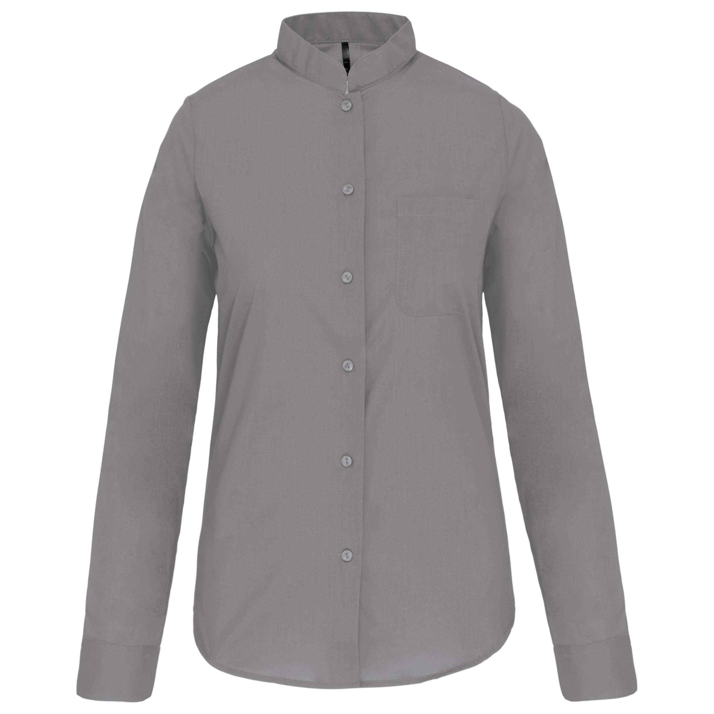 Camisa de senhora com gola à padre manga comprida - Prateado