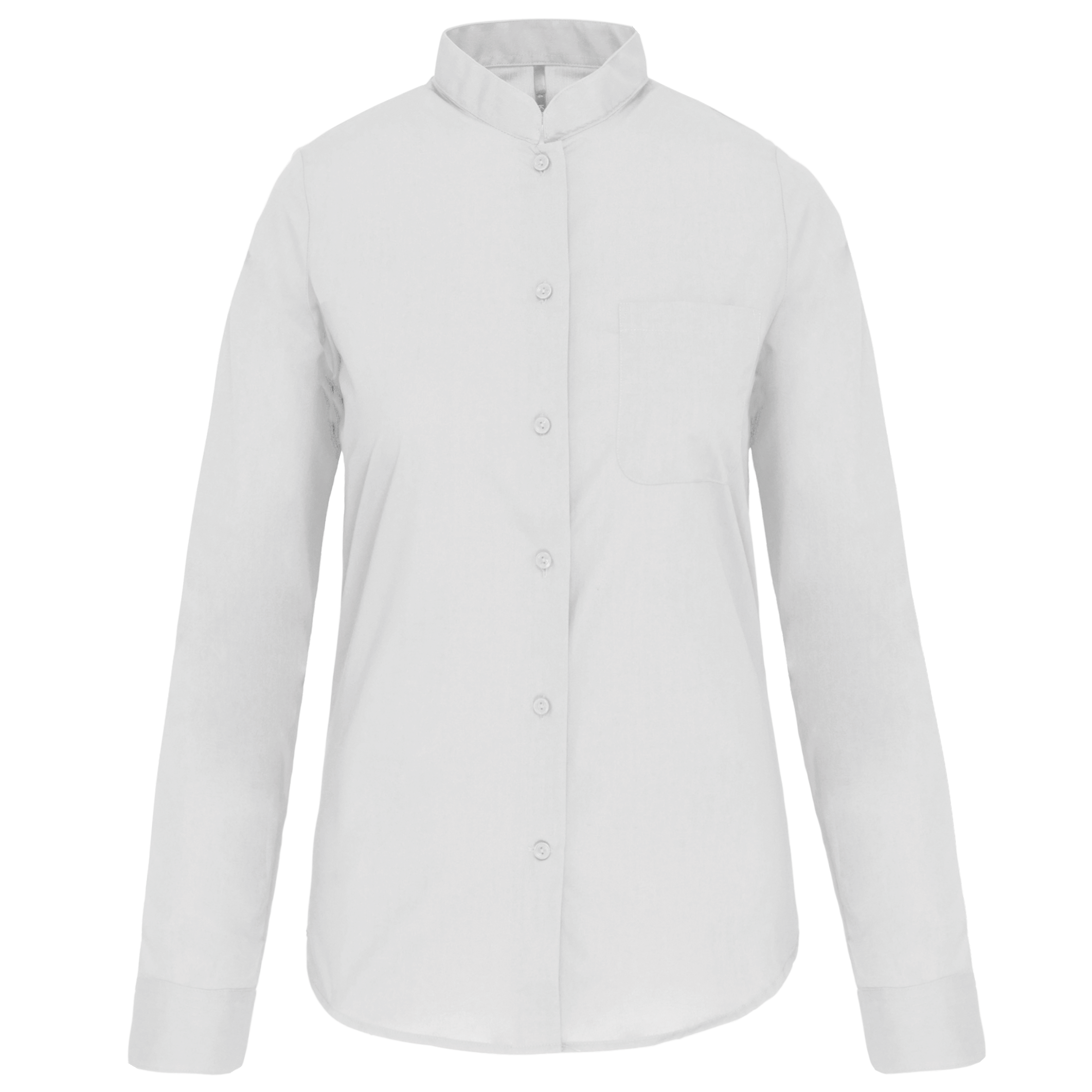 Camisa de senhora com gola à padre manga comprida - Branco