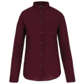 Camisa de senhora com gola à padre manga comprida - Vinho
