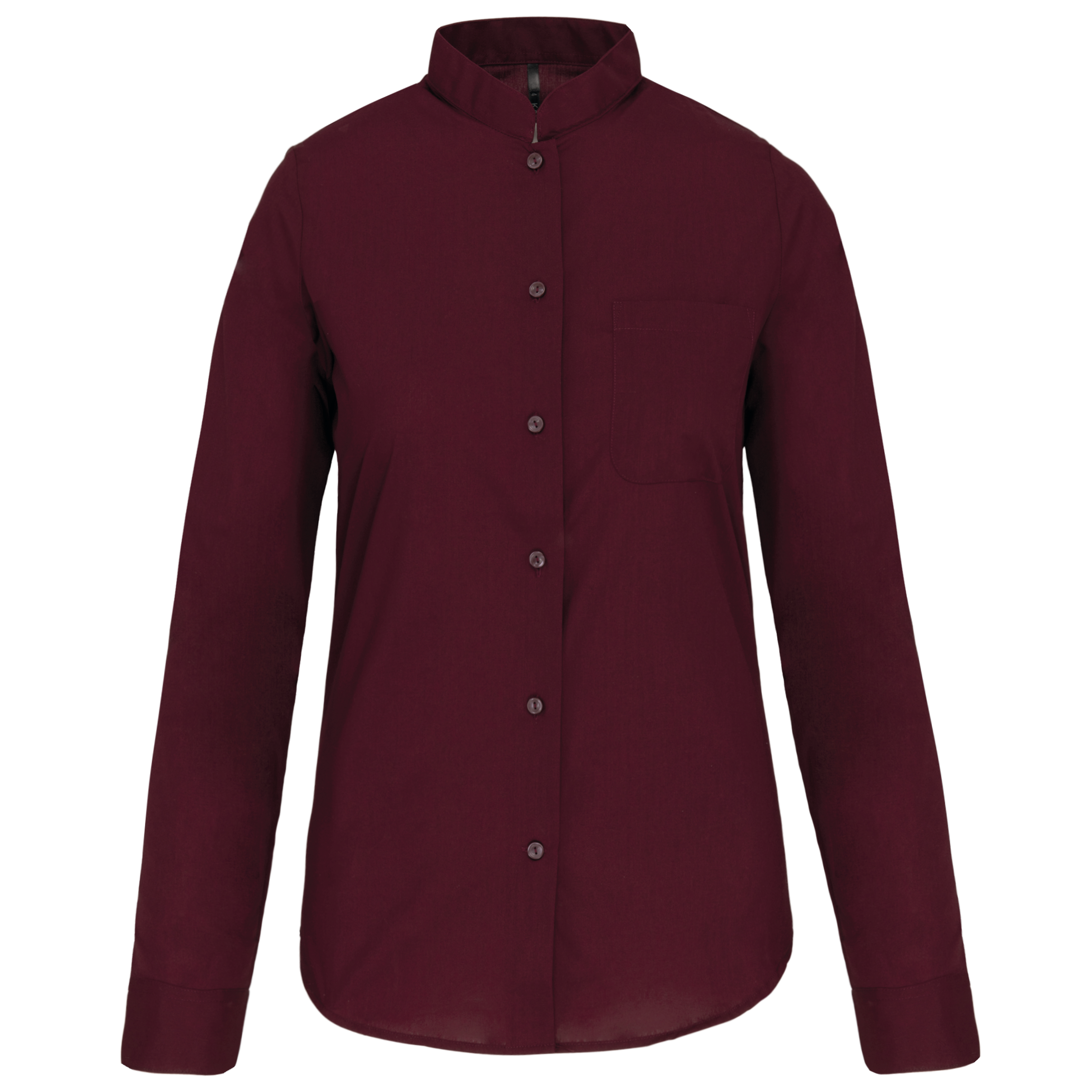 Camisa de senhora com gola à padre manga comprida - Vinho