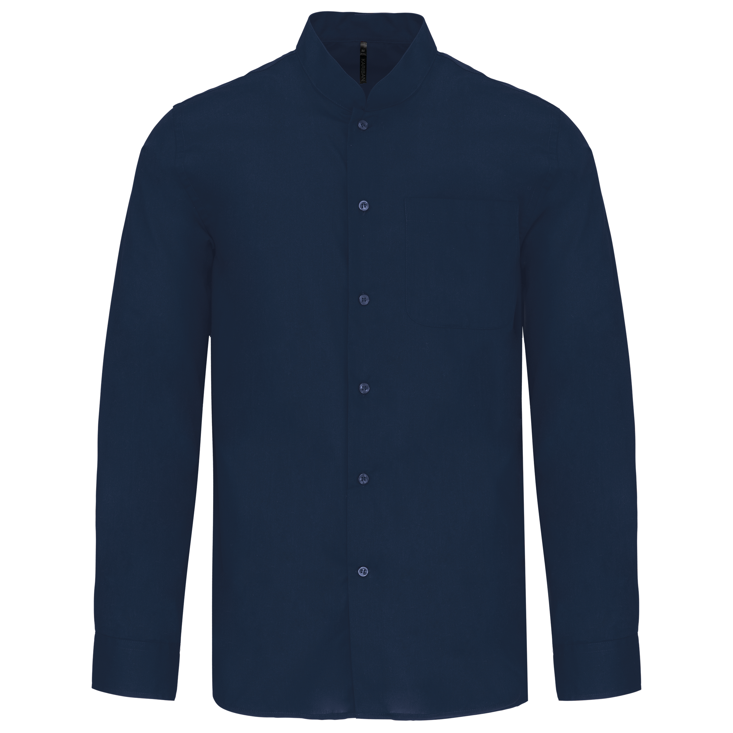 Camisa de homem com gola à padre de manga comprida - Azul marinho