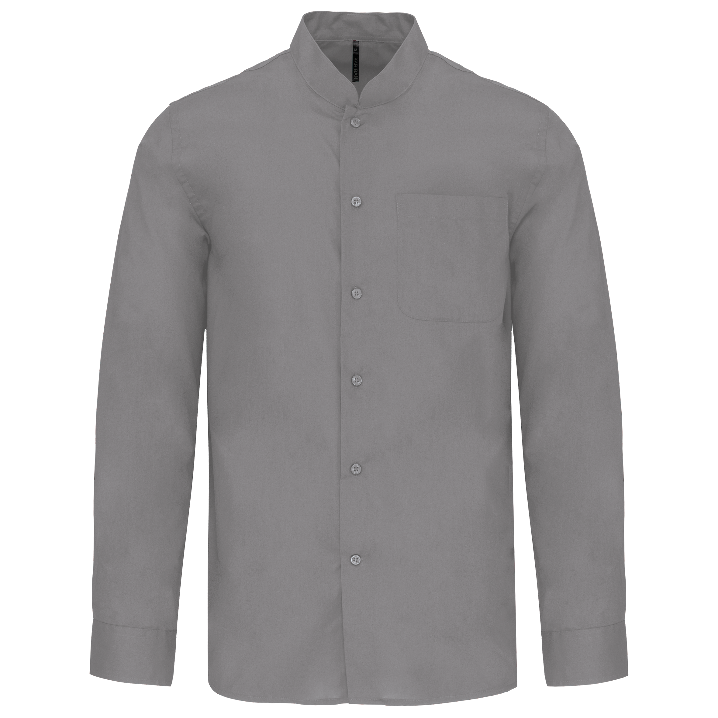 Camisa de homem com gola à padre de manga comprida - Prateado