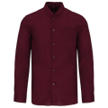 Camisa de homem com gola à padre de manga comprida - Vinho
