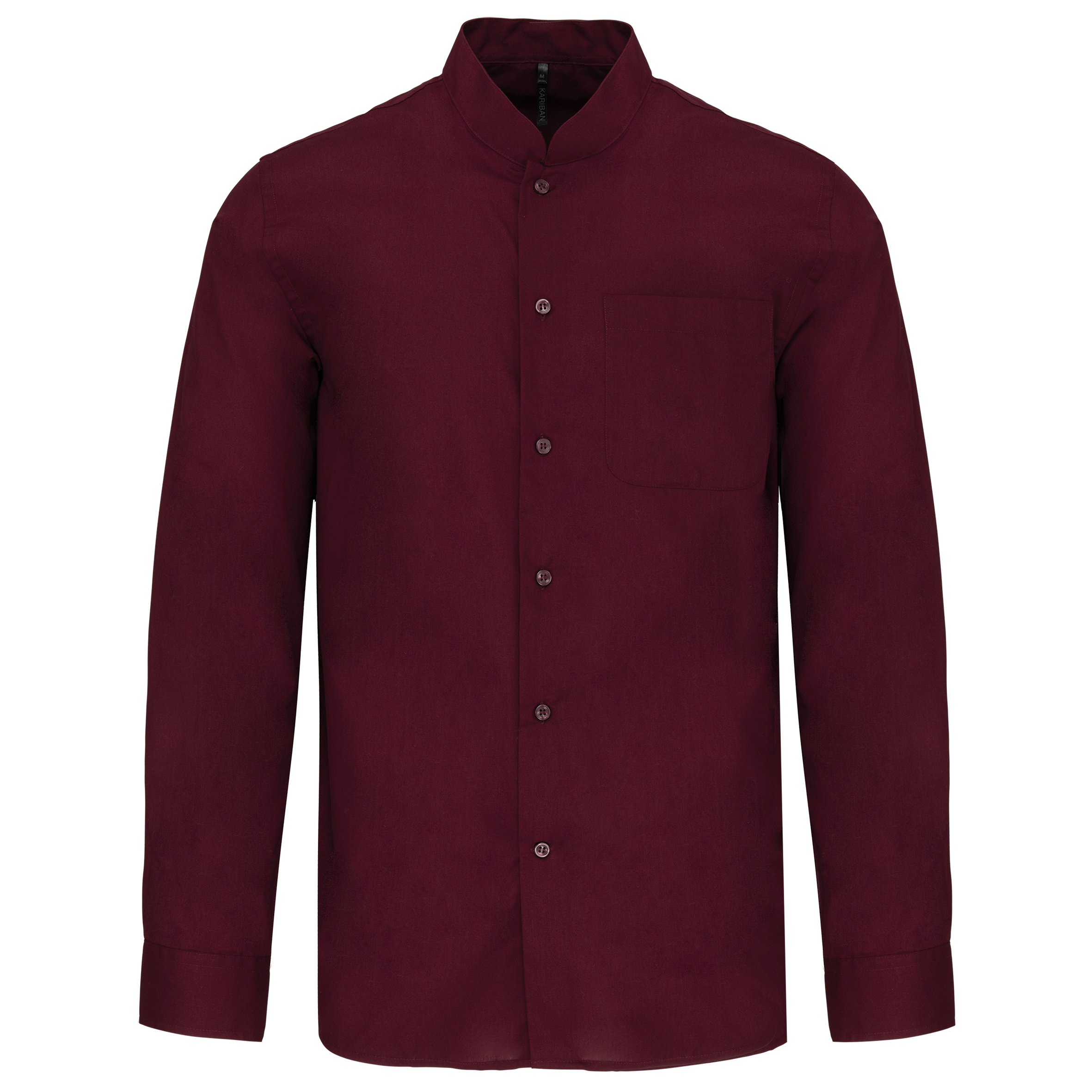 Camisa de homem com gola à padre de manga comprida - Vinho