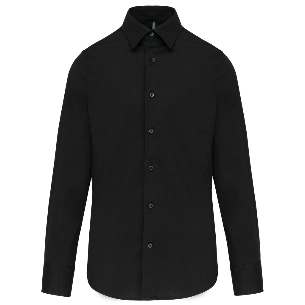 Camisa de homem de manga comprida com Stretch - Preto