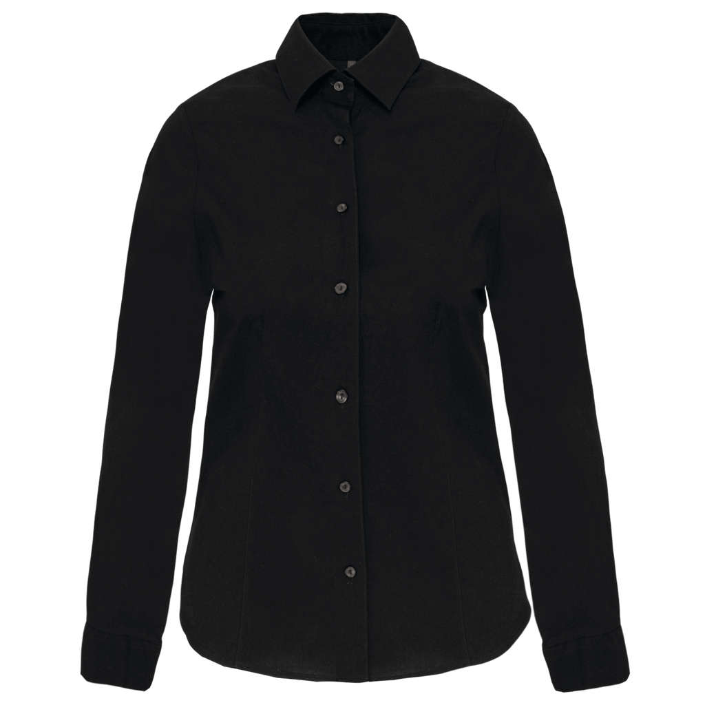 Camisa de senhora manga comprida com Stretch - Preto