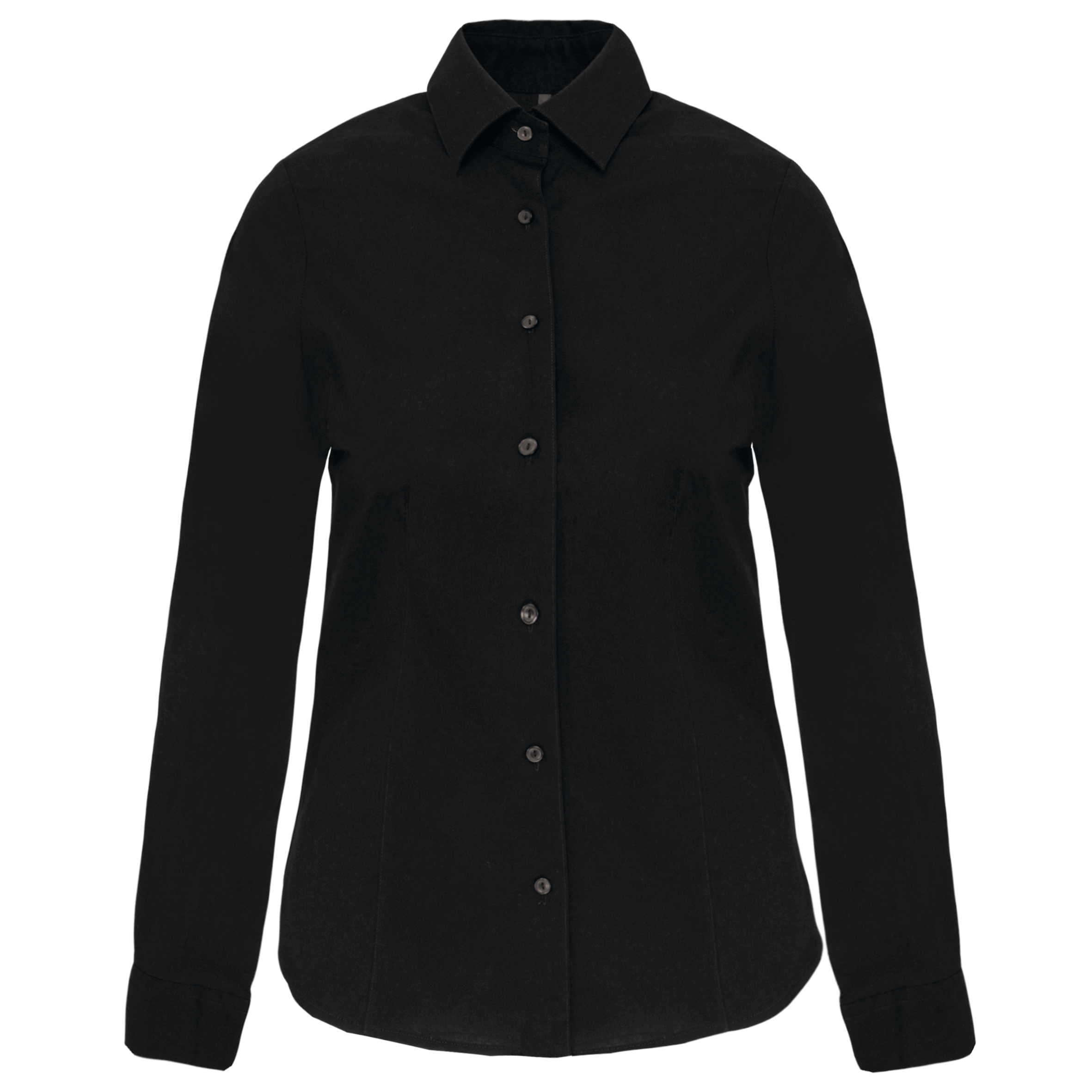 Camisa de senhora manga comprida com Stretch - Preto