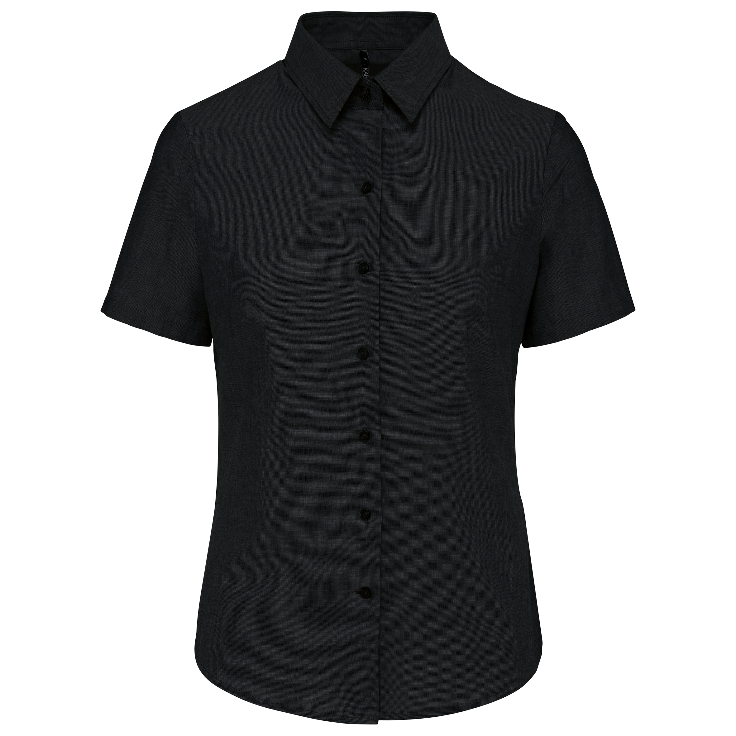 Camisa de senhora manga curta em Oxford tratamento fácil - Preto