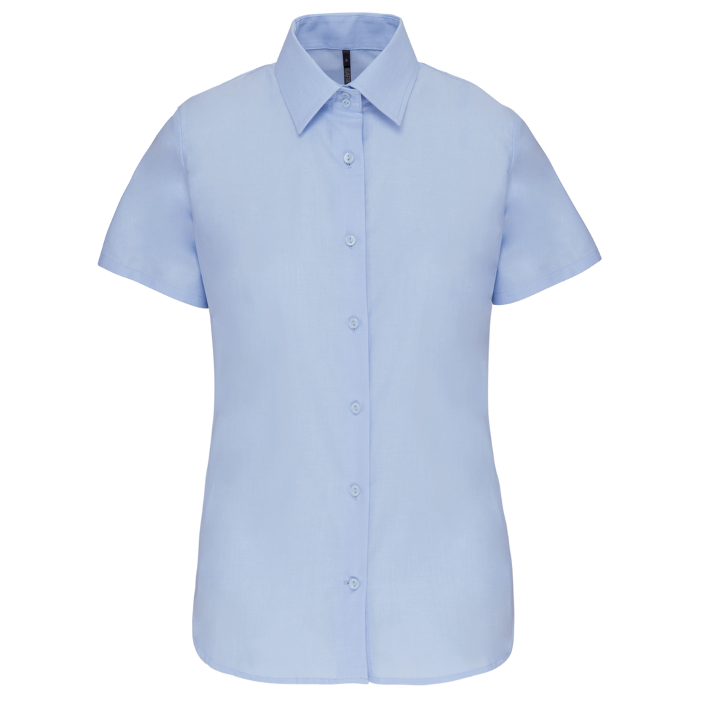 Camisa de senhora manga curta em Oxford tratamento fácil - Azul oxford
