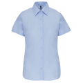 Camisa de senhora manga curta em Oxford tratamento fácil - Azul oxford