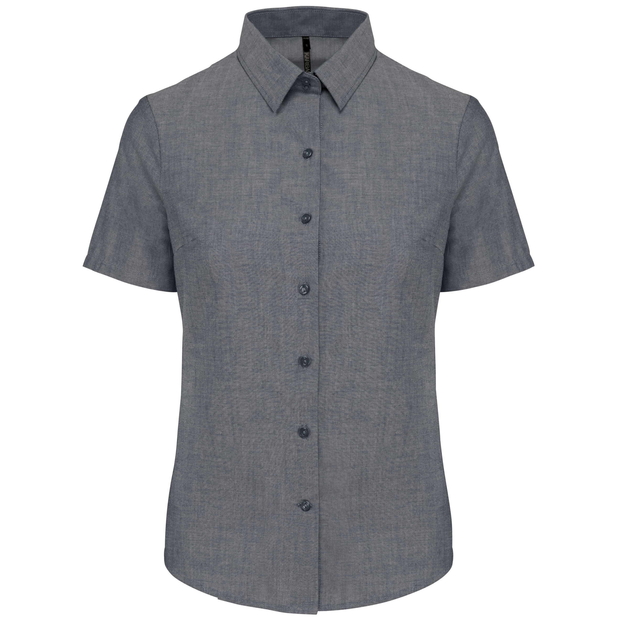 Camisa de senhora manga curta em Oxford tratamento fácil - Azul marinho sombra oxford