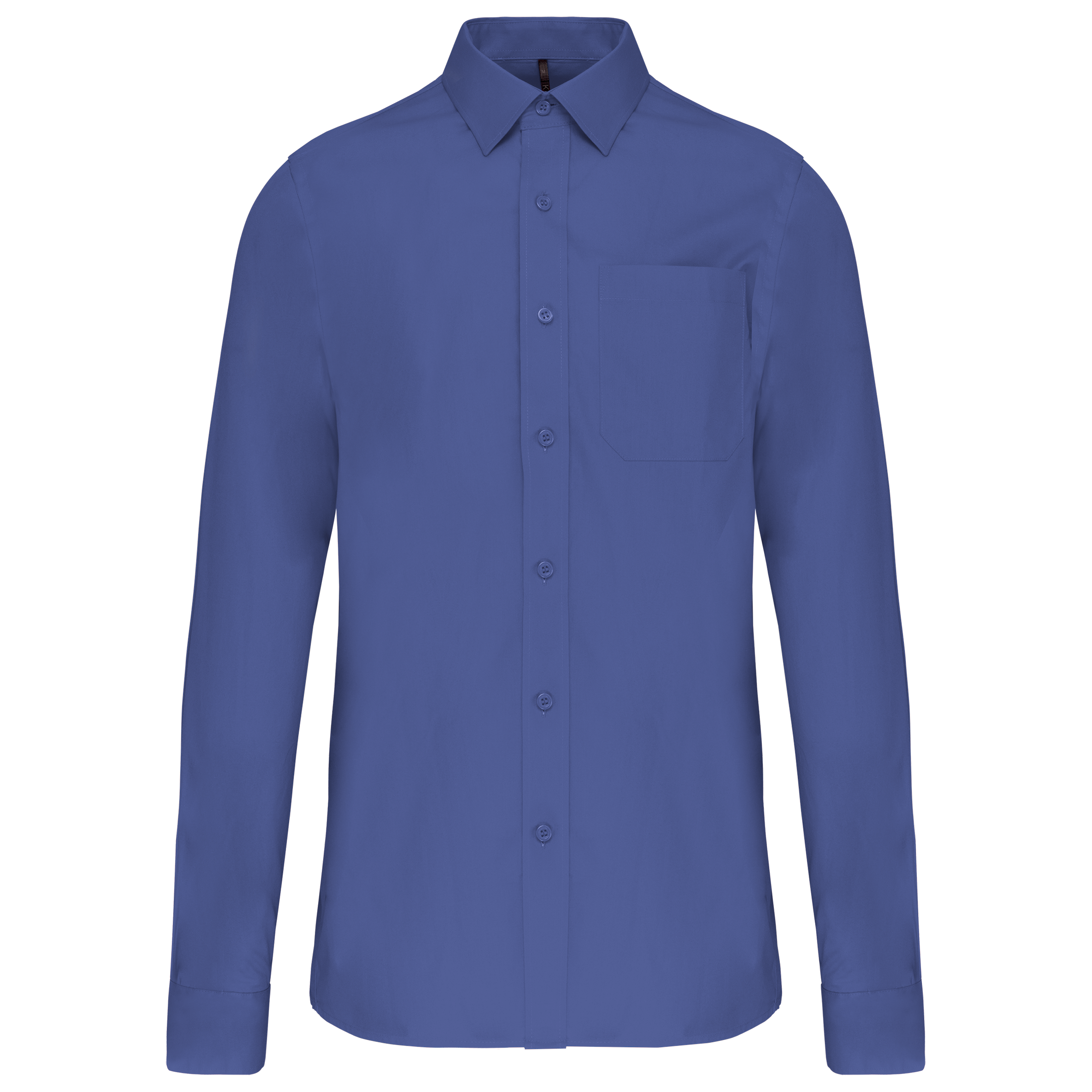Camisa manga comprida em popeline de tratamento fácil - Azul cobalto