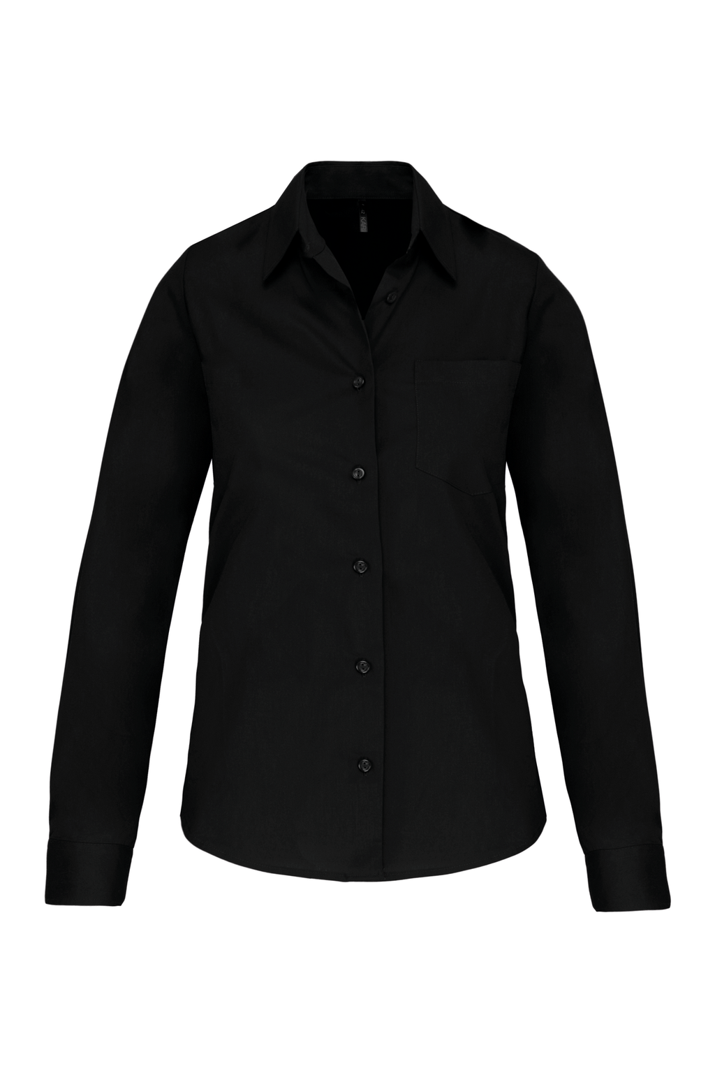 Camisa de senhora de manga comprida em popeline tratamento fácil - Preto