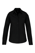 Camisa de senhora de manga comprida em popeline tratamento fácil - Preto