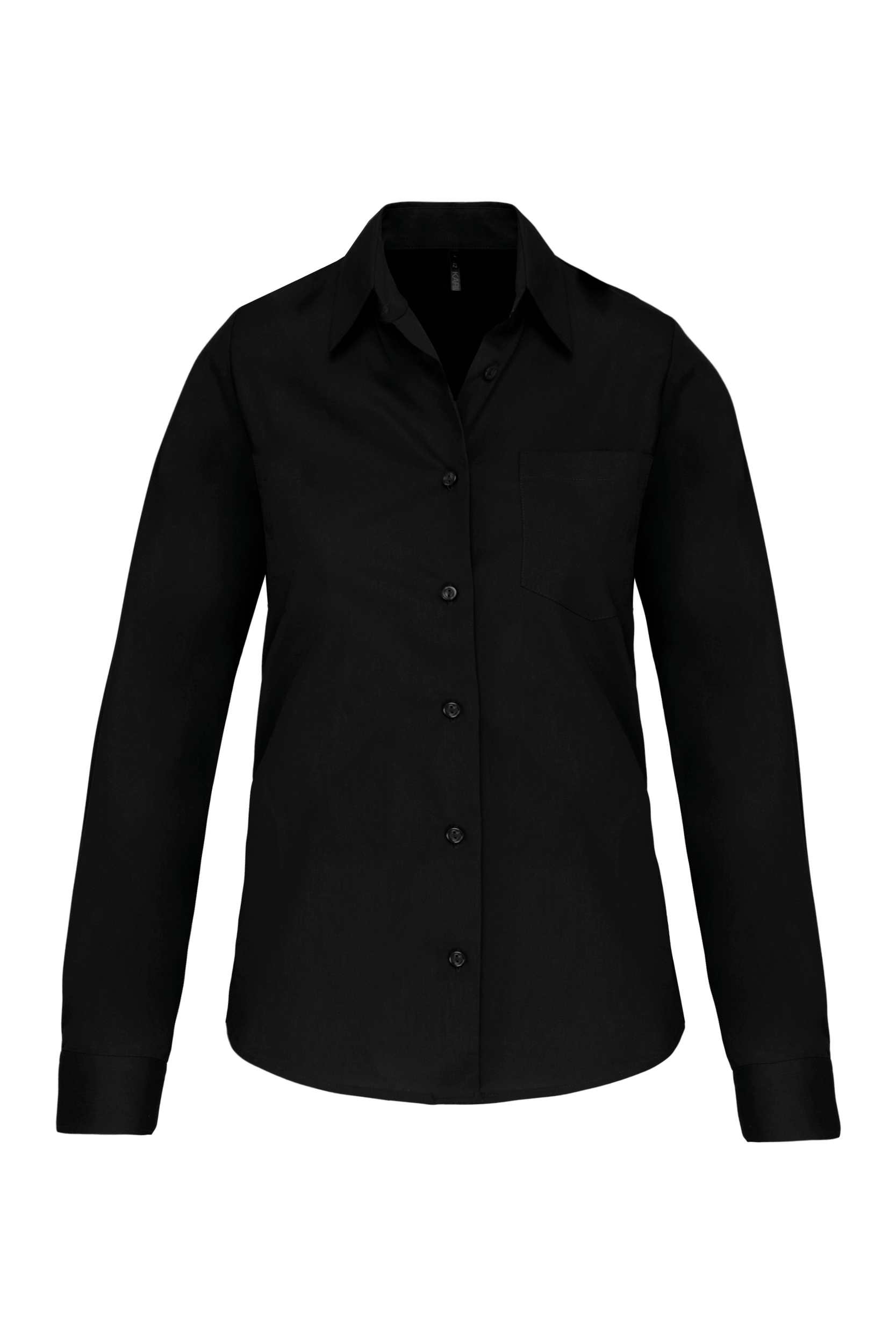 Camisa de senhora de manga comprida em popeline tratamento fácil - Preto
