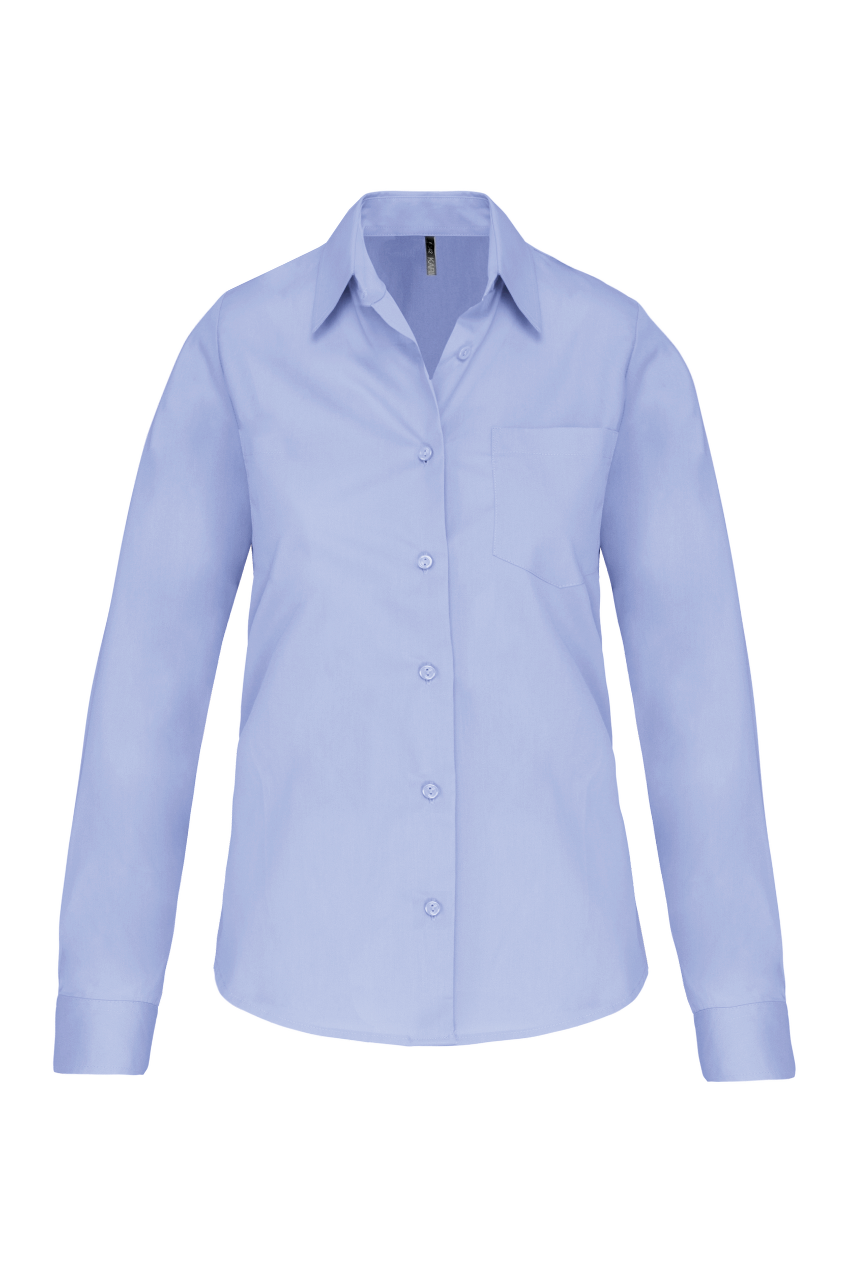 Camisa de senhora de manga comprida em popeline tratamento fácil - Azul céu vivo