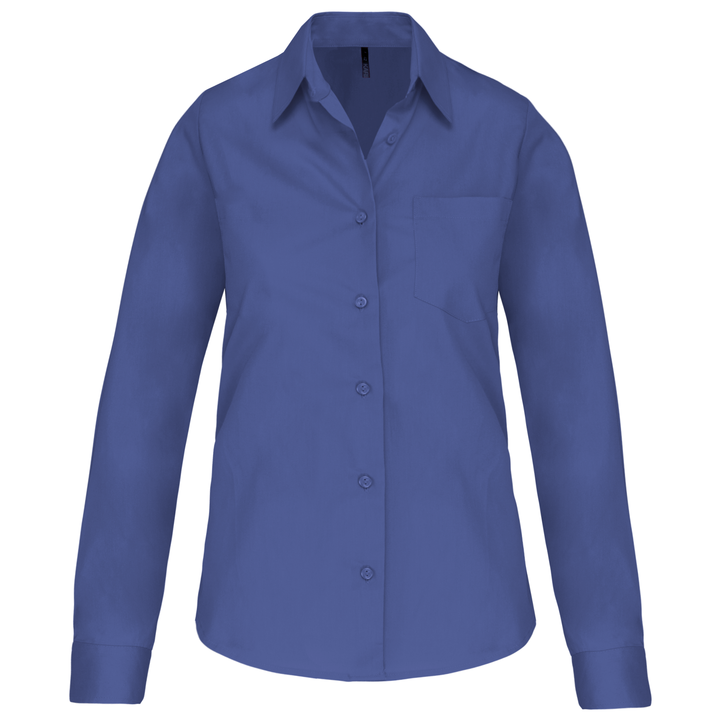 Camisa de senhora de manga comprida em popeline tratamento fácil - Azul cobalto