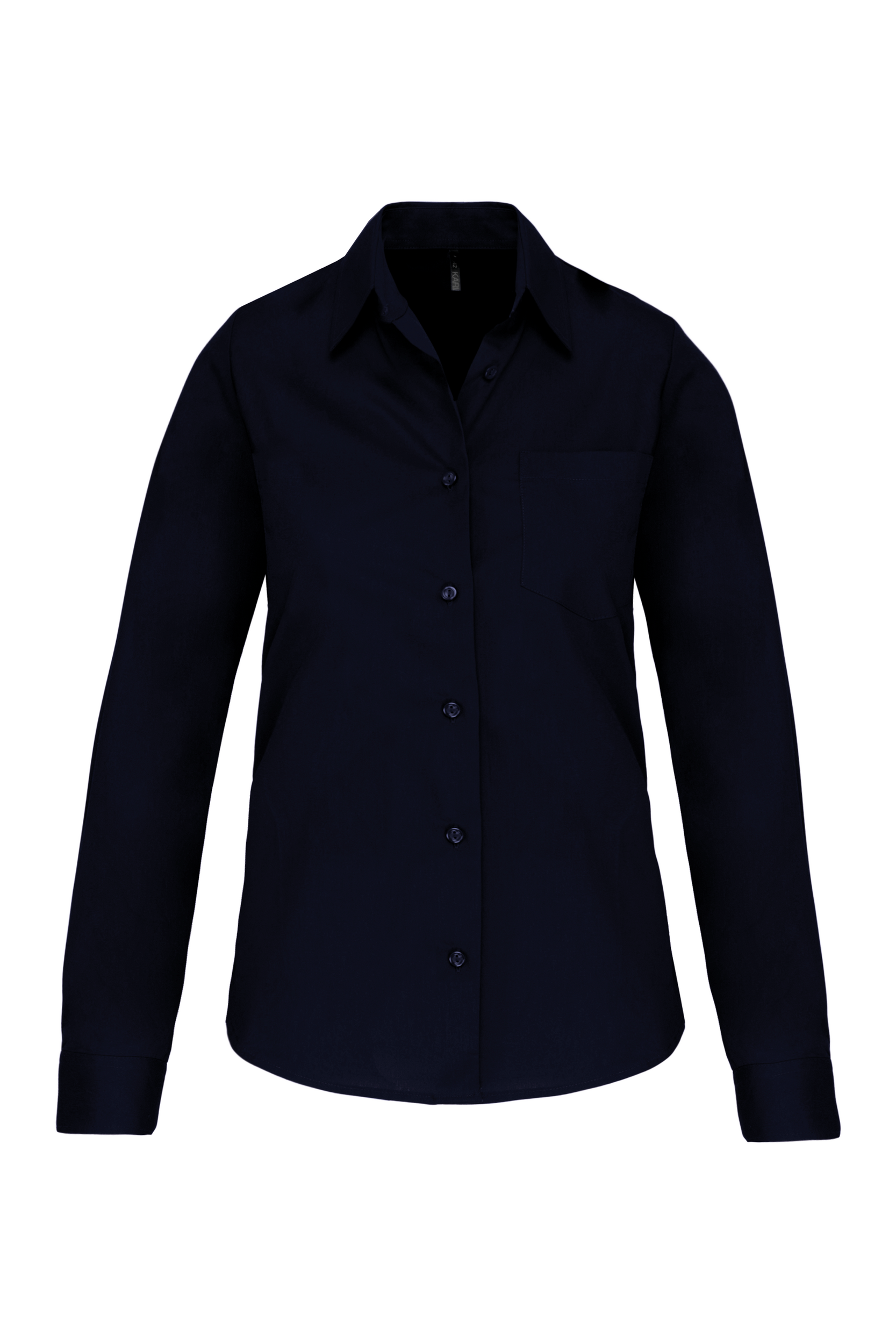 Camisa de senhora de manga comprida em popeline tratamento fácil - Azul marinho