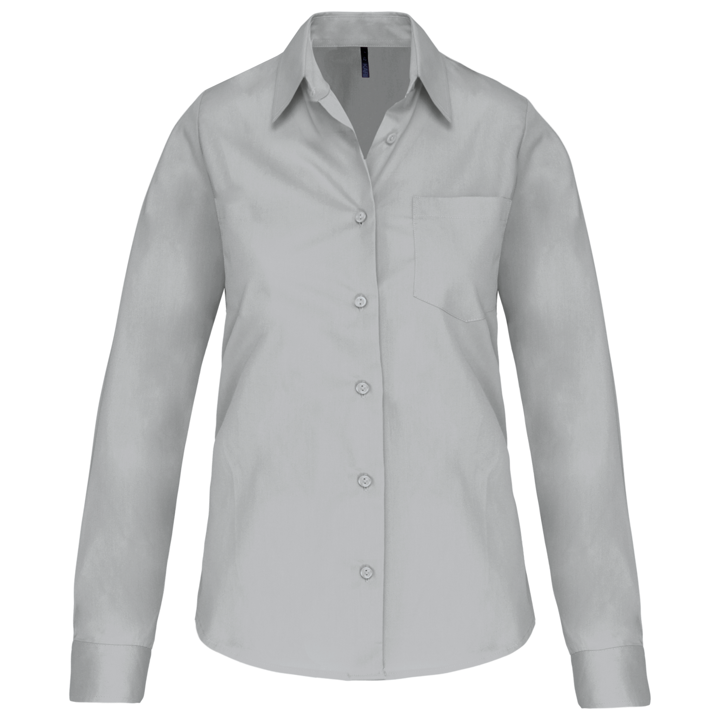 Camisa de senhora de manga comprida em popeline tratamento fácil - Cinzento neve