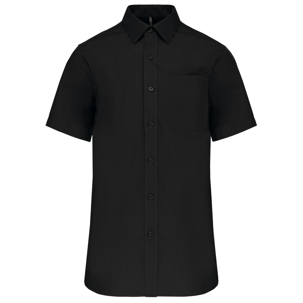 Camisa de manga curta em popeline tratamento fácil - Preto