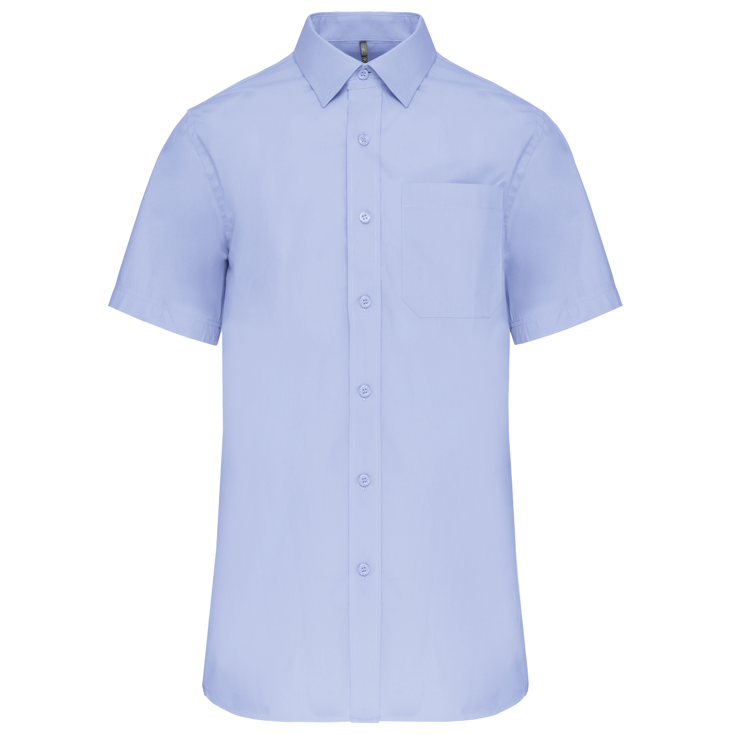Camisa de manga curta em popeline tratamento fácil - Azul céu vivo