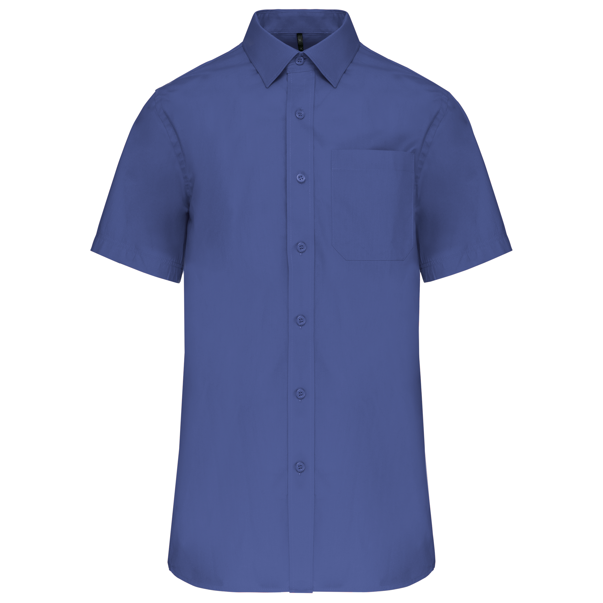 Camisa de manga curta em popeline tratamento fácil - Azul cobalto