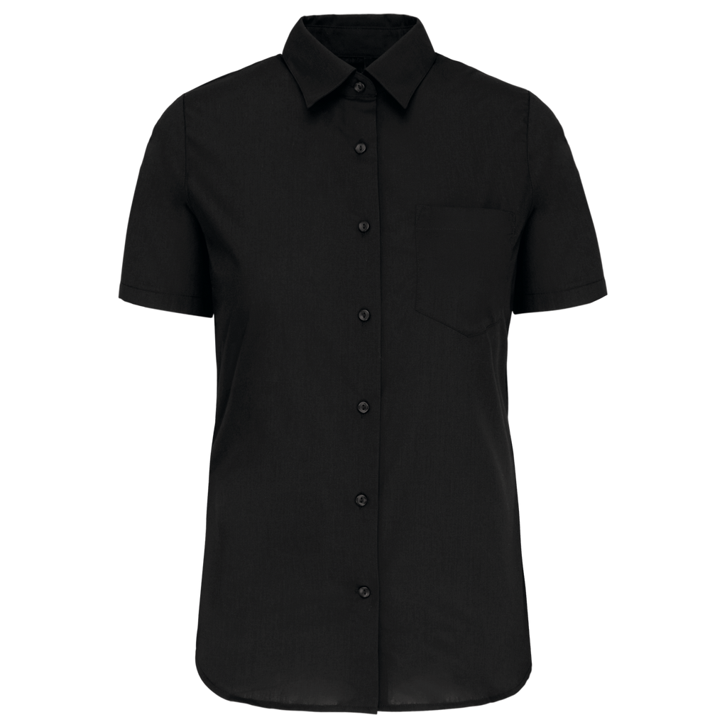 Camisa de senhora manga curta em popeline tratamento fácil - Preto
