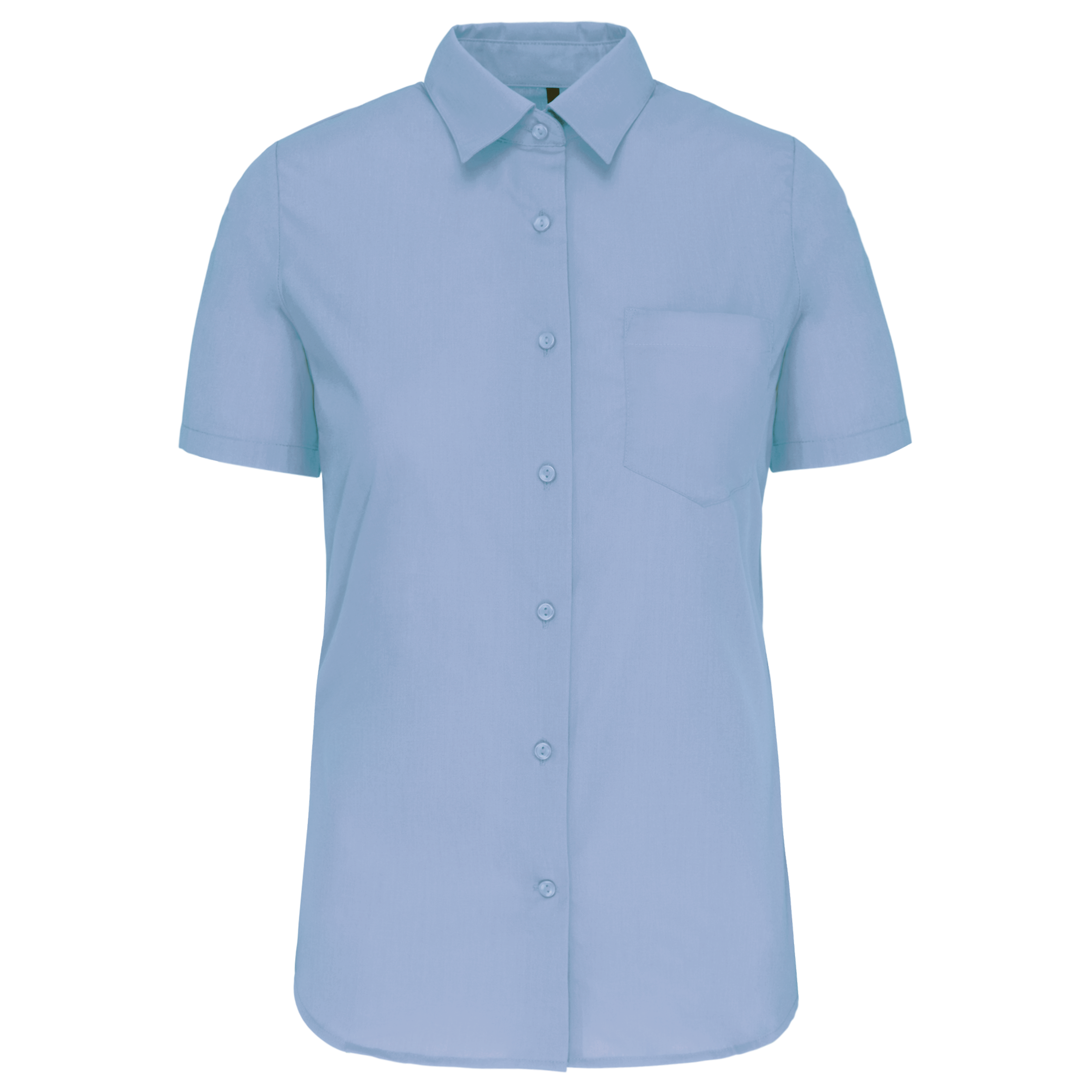 Camisa de senhora manga curta em popeline tratamento fácil - Azul céu vivo