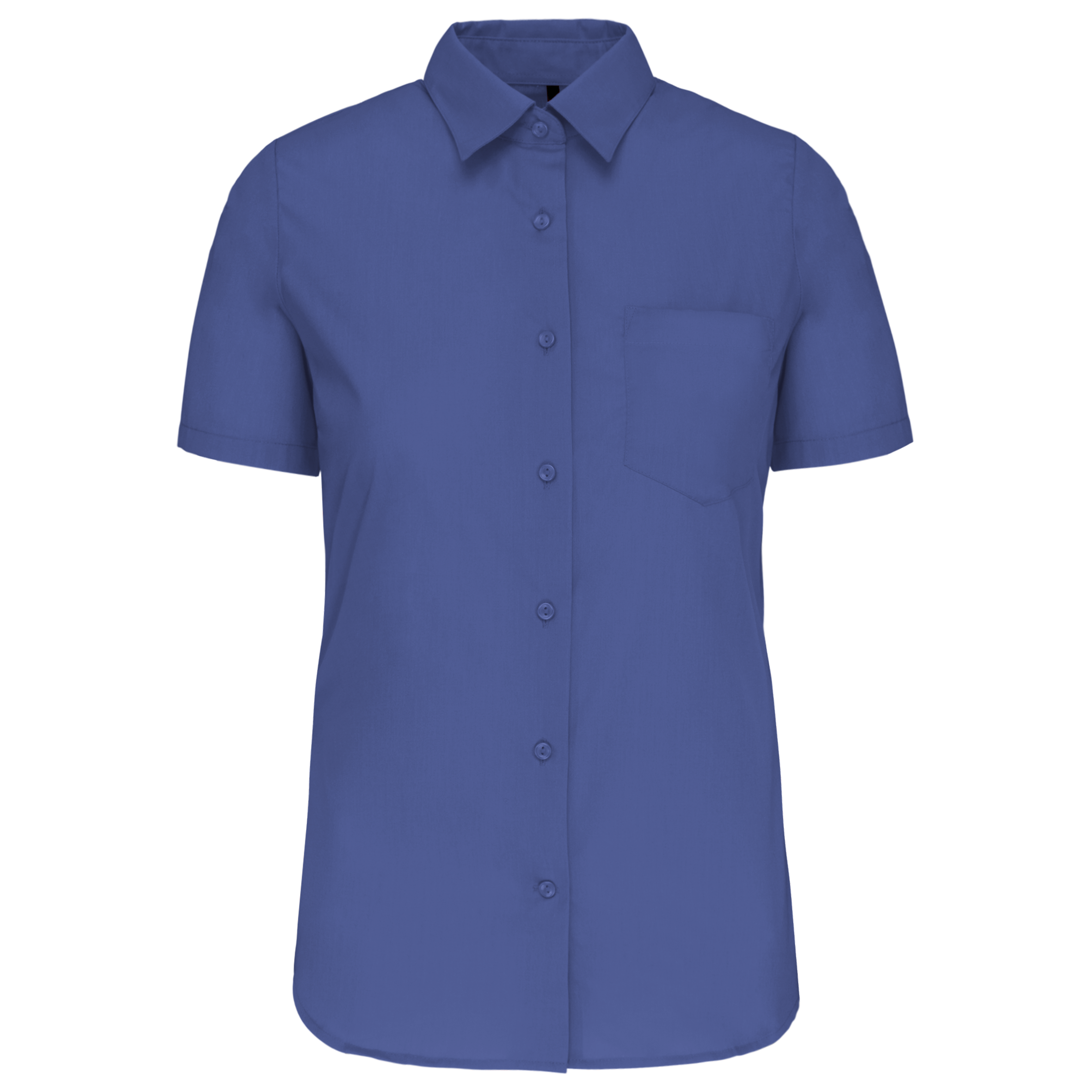 Camisa de senhora manga curta em popeline tratamento fácil - Azul cobalto