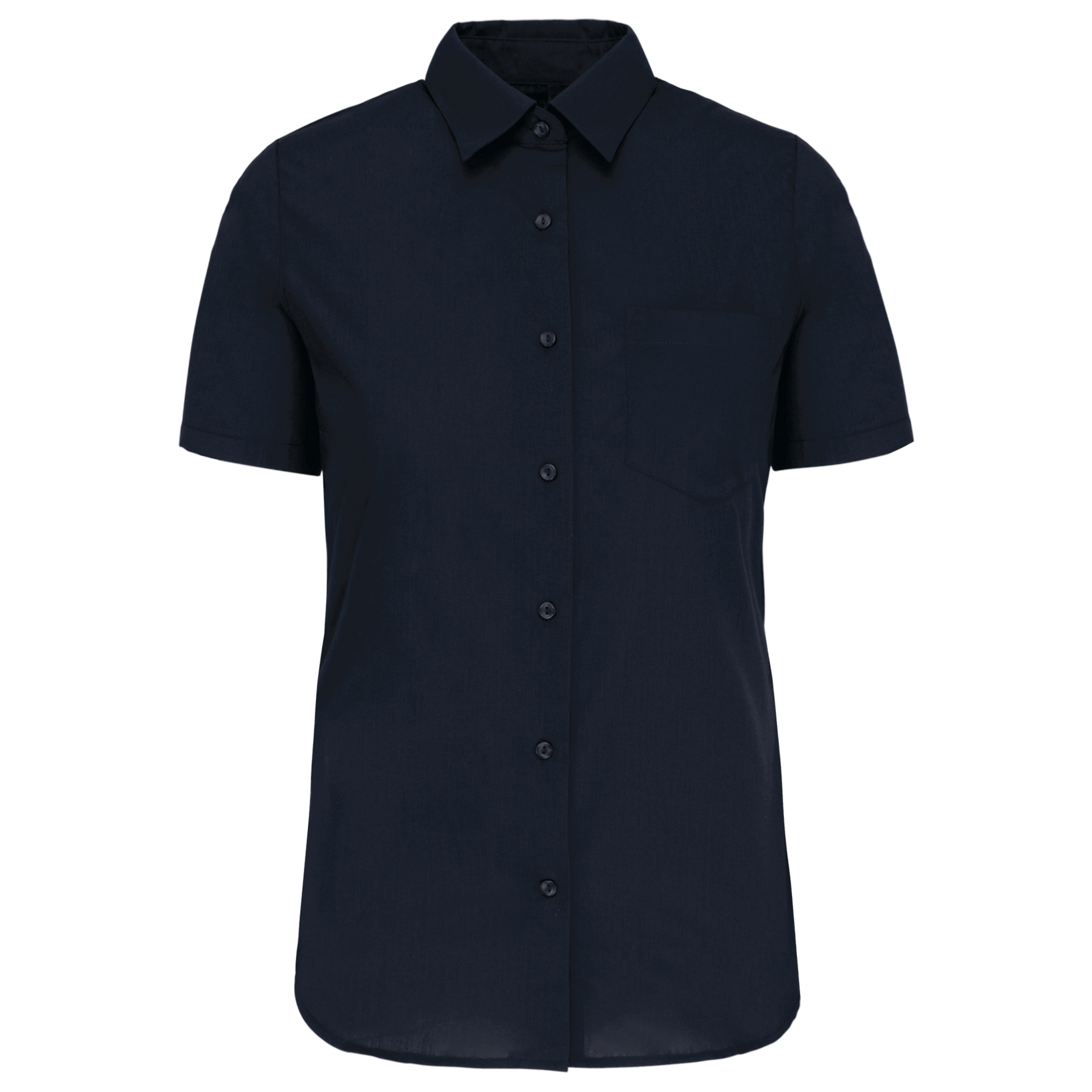 Camisa de senhora manga curta em popeline tratamento fácil - Azul marinho