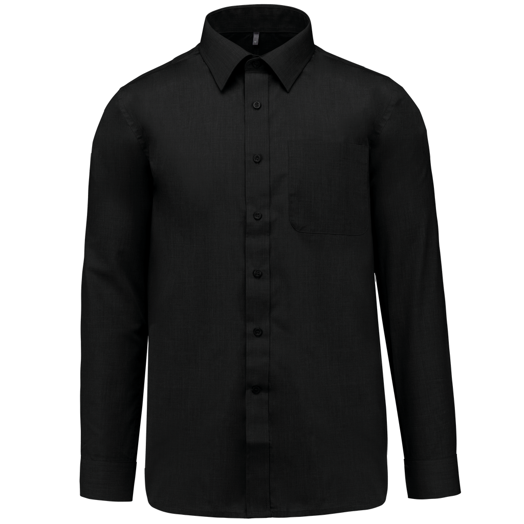 Camisa popeline poliéster / algodão de tratamento fácil - Preto