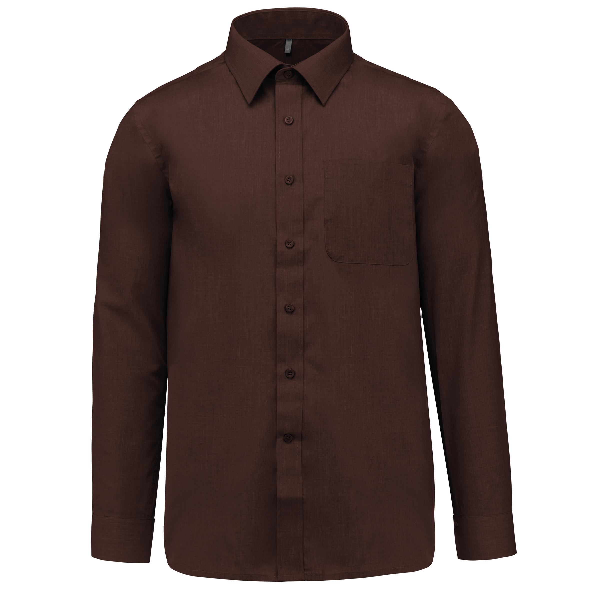 Camisa popeline poliéster / algodão de tratamento fácil - Castanho
