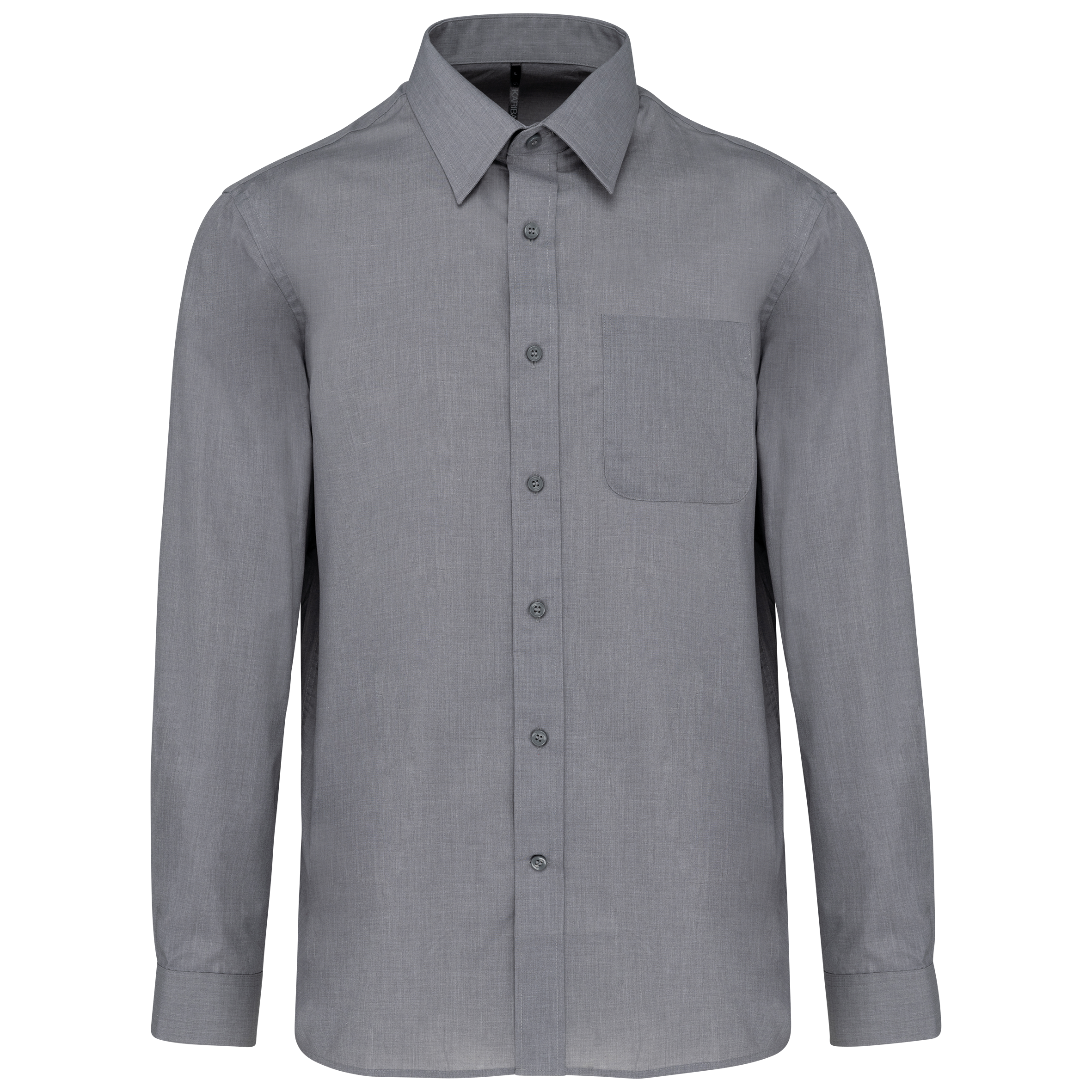Camisa popeline poliéster / algodão de tratamento fácil - Cinzento tempestade mesclado