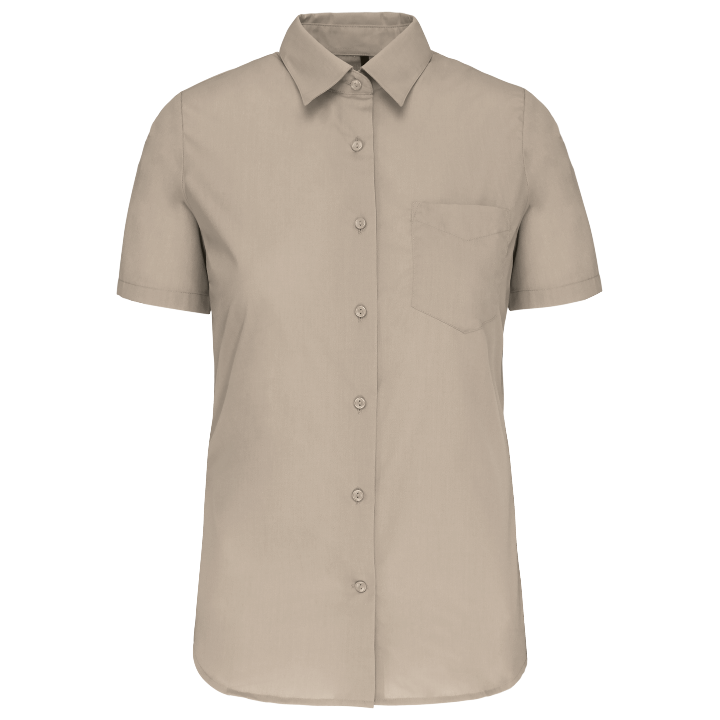 Camisa popeline poliéster / algodão manga curta de tratamento fácil de senhora - Bege