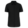 Camisa popeline poliéster / algodão manga curta de tratamento fácil de senhora - Preto