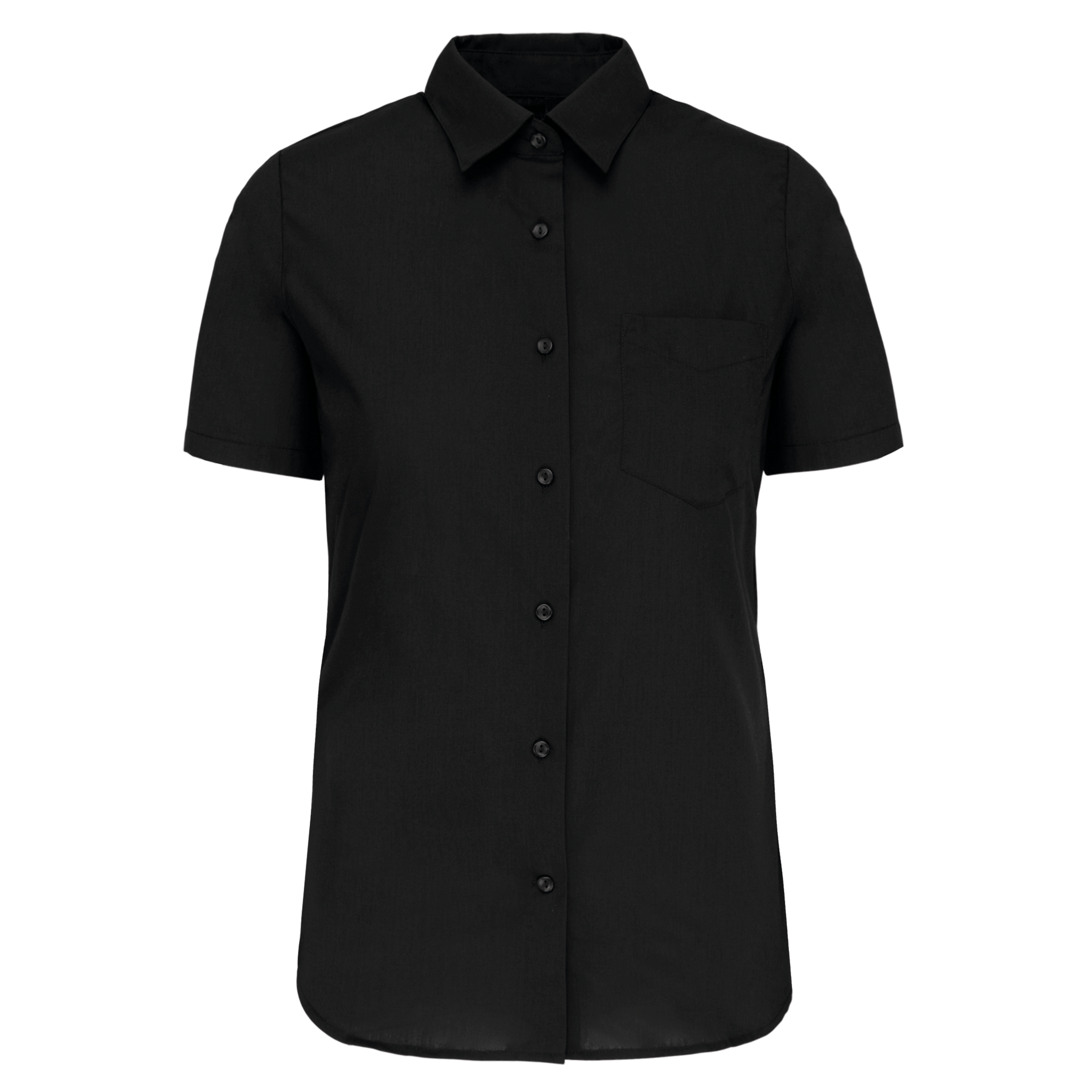 Camisa popeline poliéster / algodão manga curta de tratamento fácil de senhora - Preto