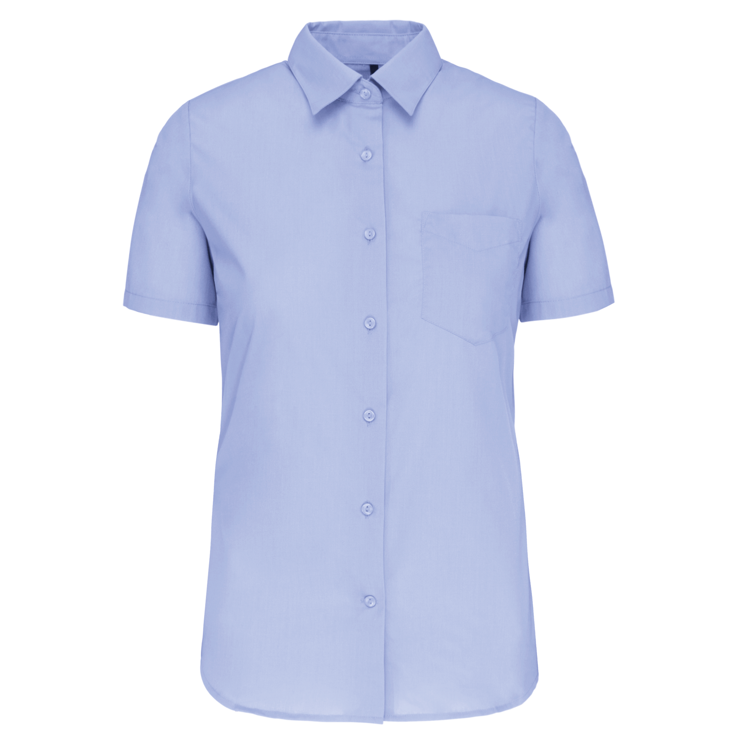 Camisa popeline poliéster / algodão manga curta de tratamento fácil de senhora - Azul céu vivo