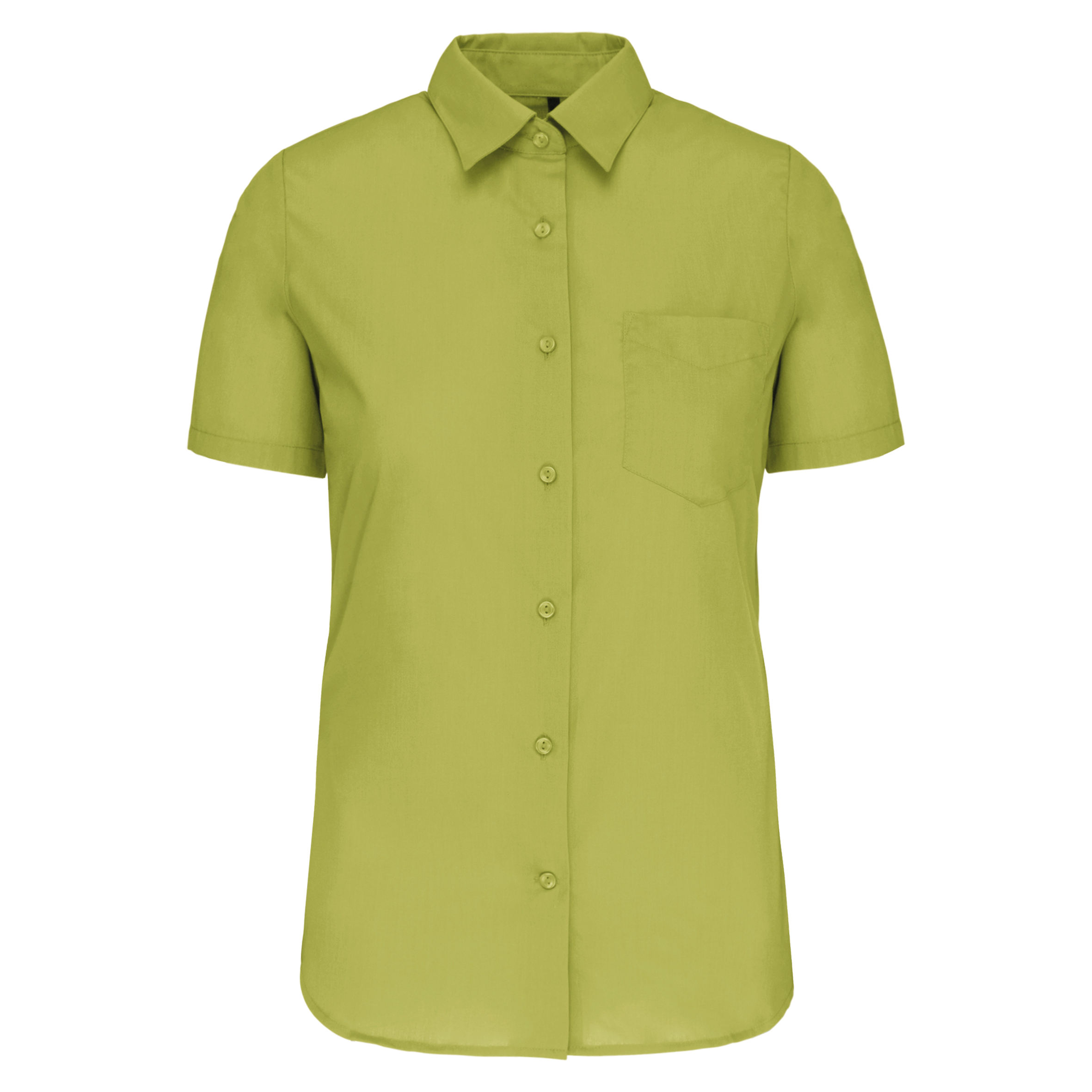 Camisa popeline poliéster / algodão manga curta de tratamento fácil de senhora - Lima queimado