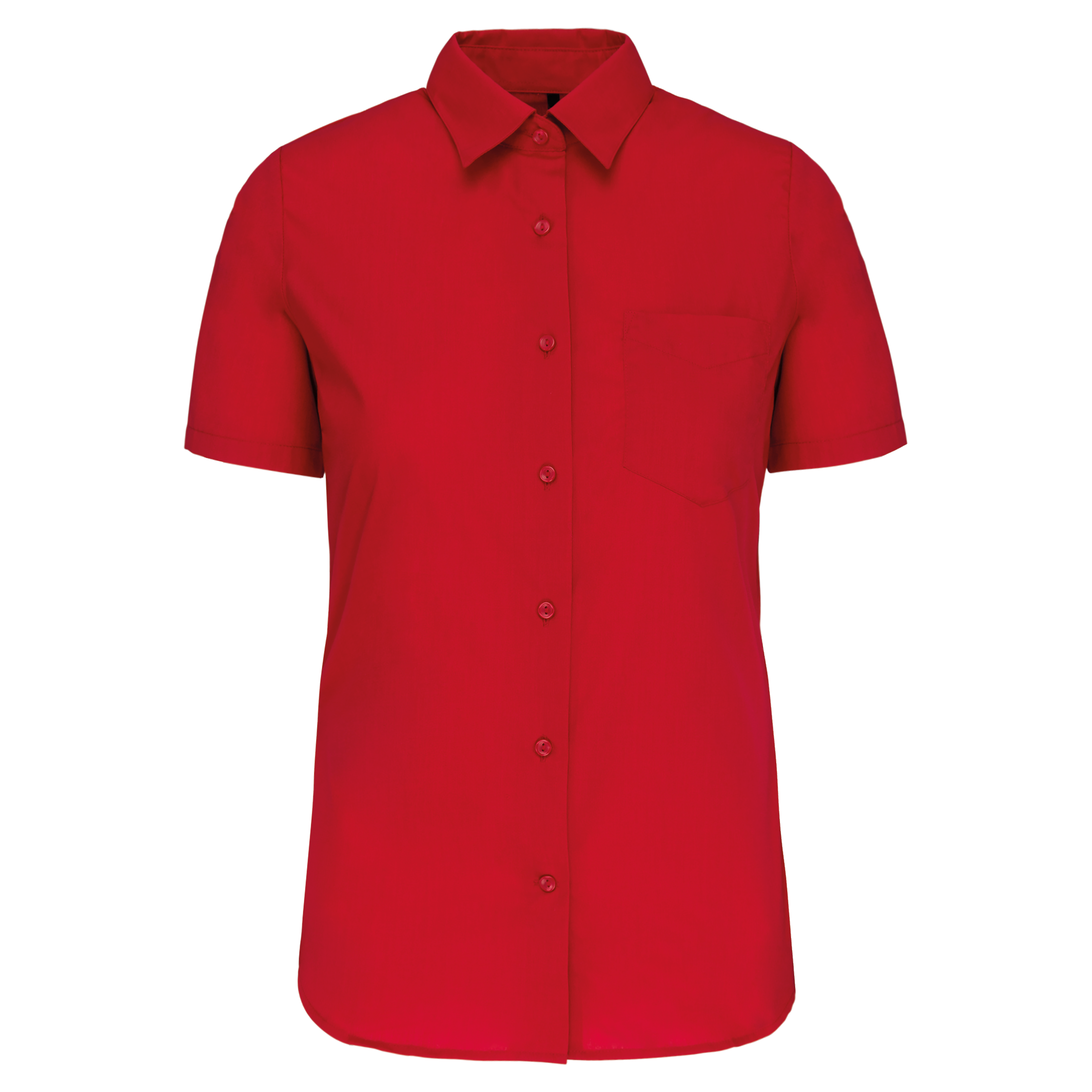 Camisa popeline poliéster / algodão manga curta de tratamento fácil de senhora - Vermelho clássico