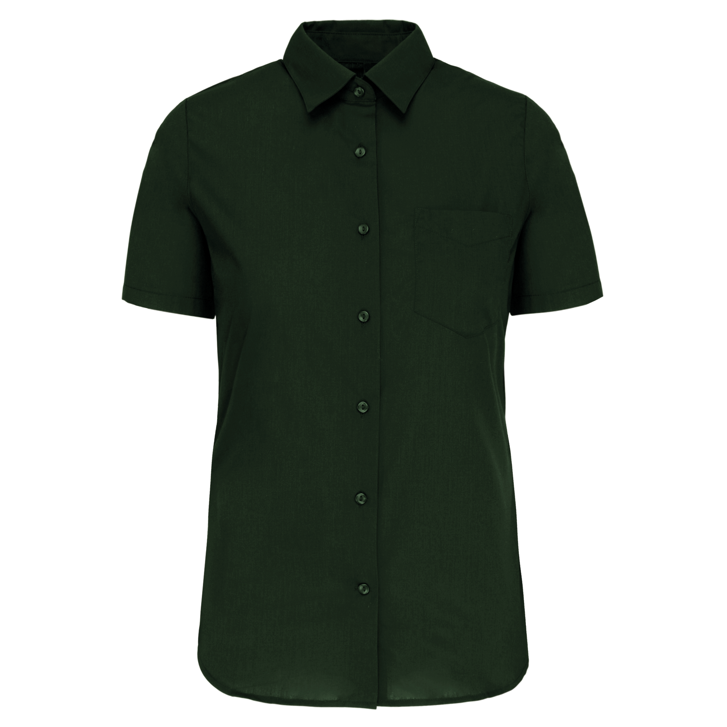 Camisa popeline poliéster / algodão manga curta de tratamento fácil de senhora - Verde floresta