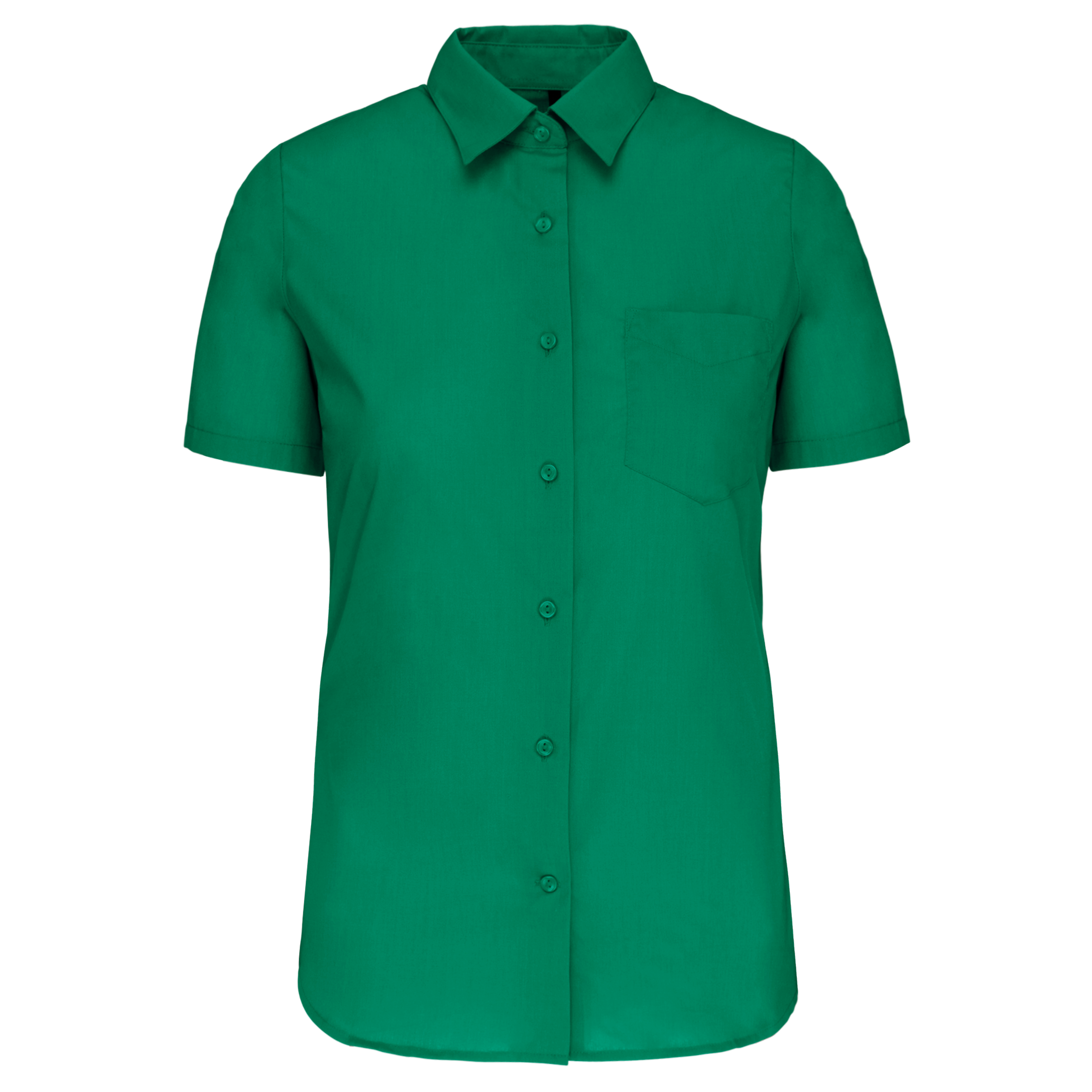 Camisa popeline poliéster / algodão manga curta de tratamento fácil de senhora - Verde kelly