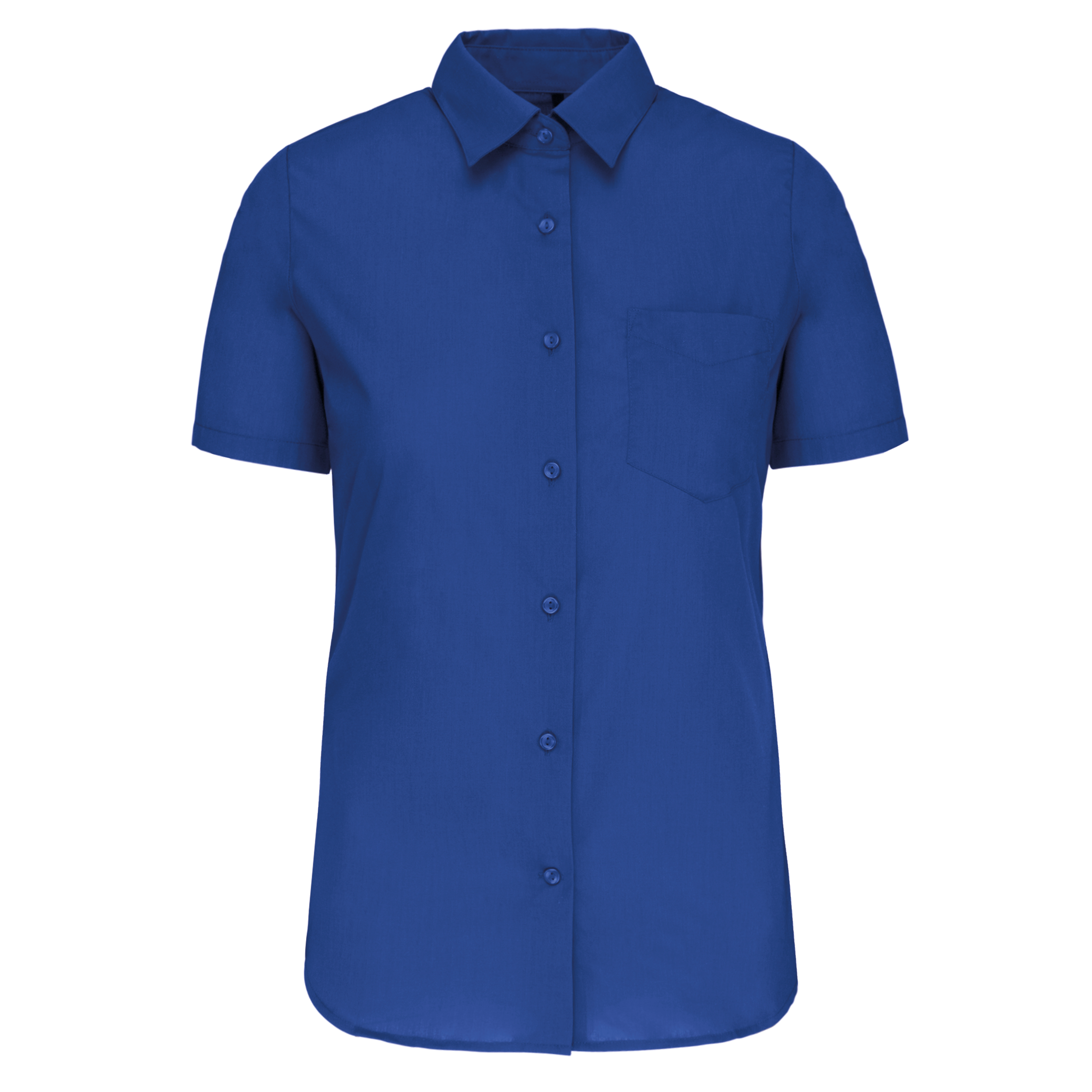 Camisa popeline poliéster / algodão manga curta de tratamento fácil de senhora - Azul azul royal claro
